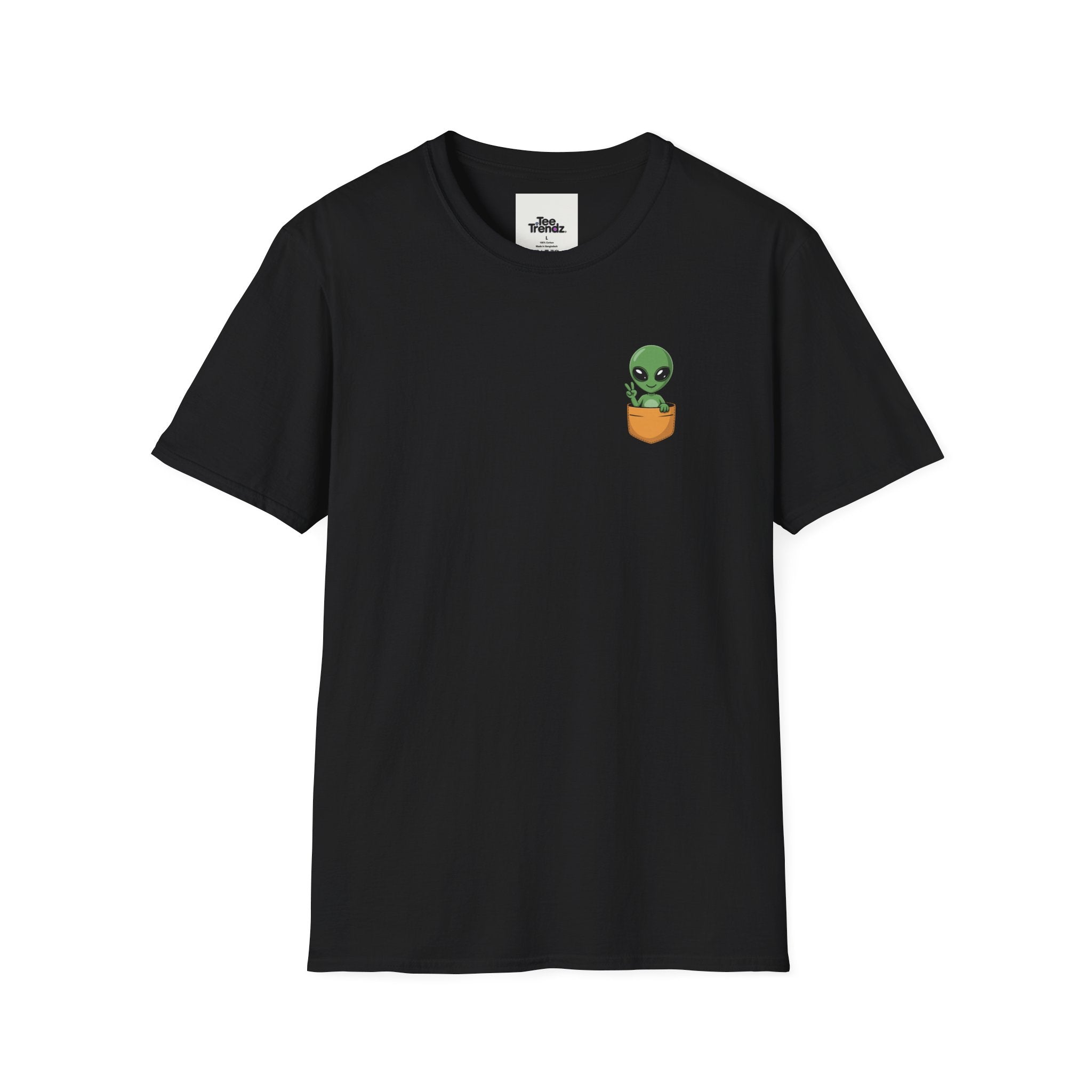 Alien Pocket T-Shirt — Cute Green Alien in Pocket Graphic Tee