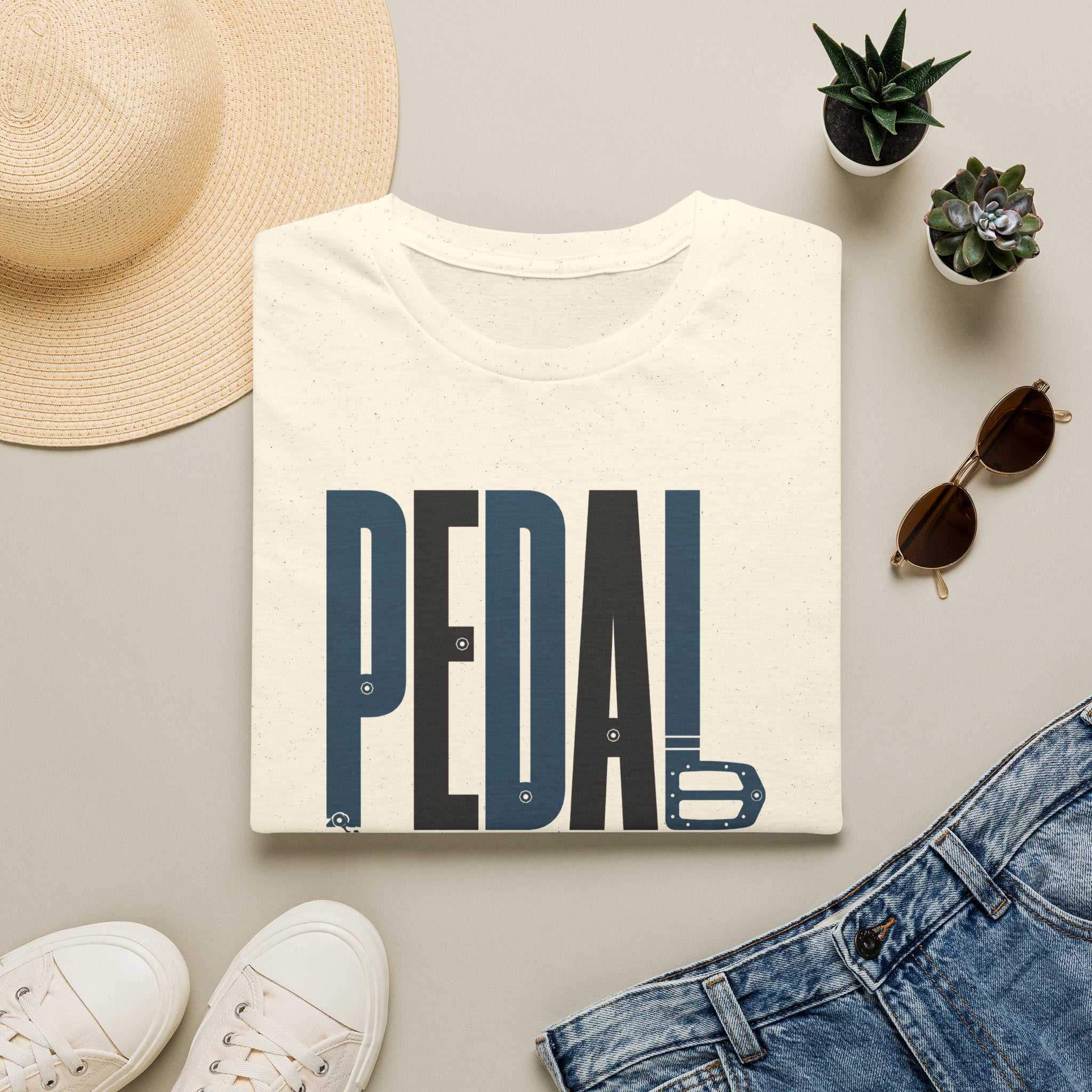 Pedal More T‑Shirt — Cycling Graphic Tee with Bike Pedal & Gear Design