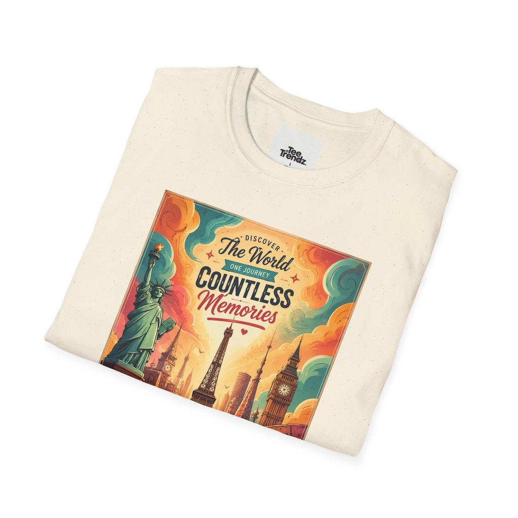 Travel Poster T-Shirt — 'The World, Countless Memories' Vintage Eiffel Tower Tee