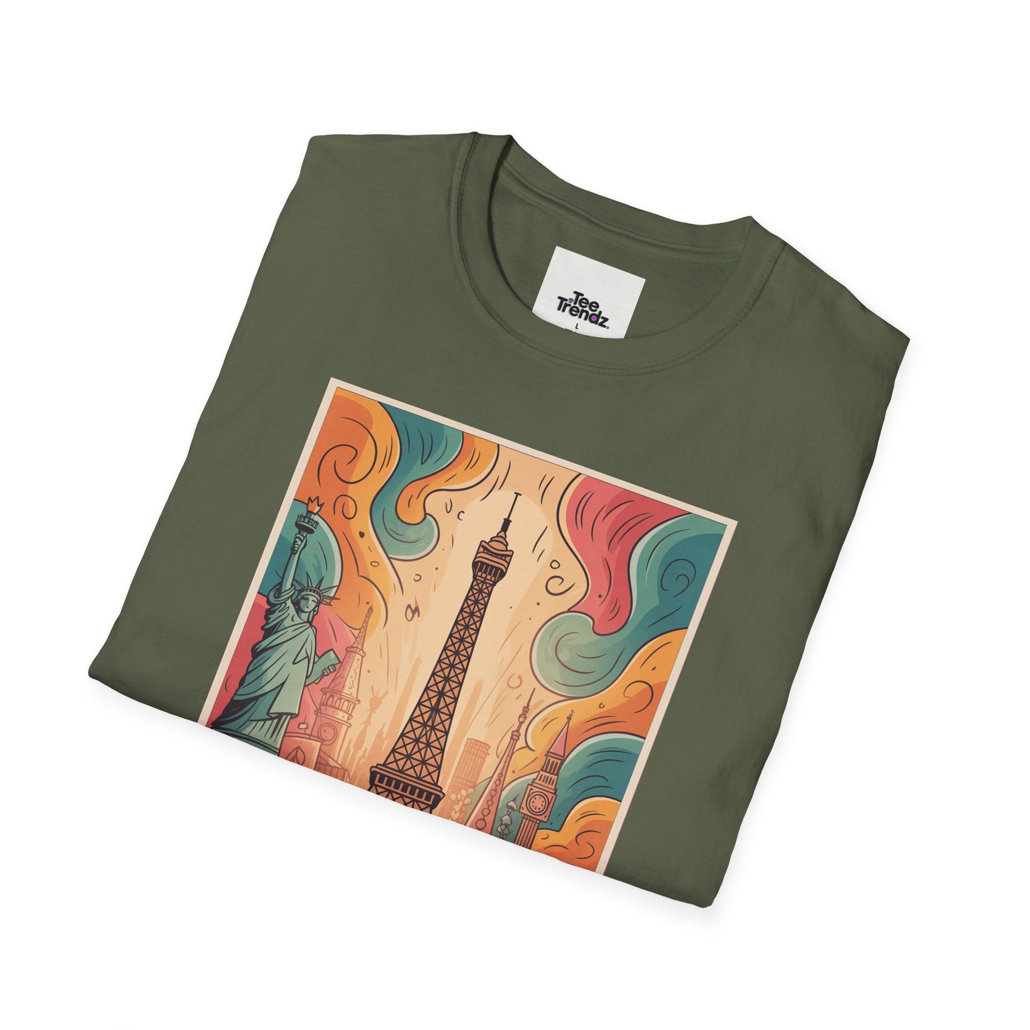 Eiffel Tower Retro Art T-Shirt — Vintage Paris Skyline Tee