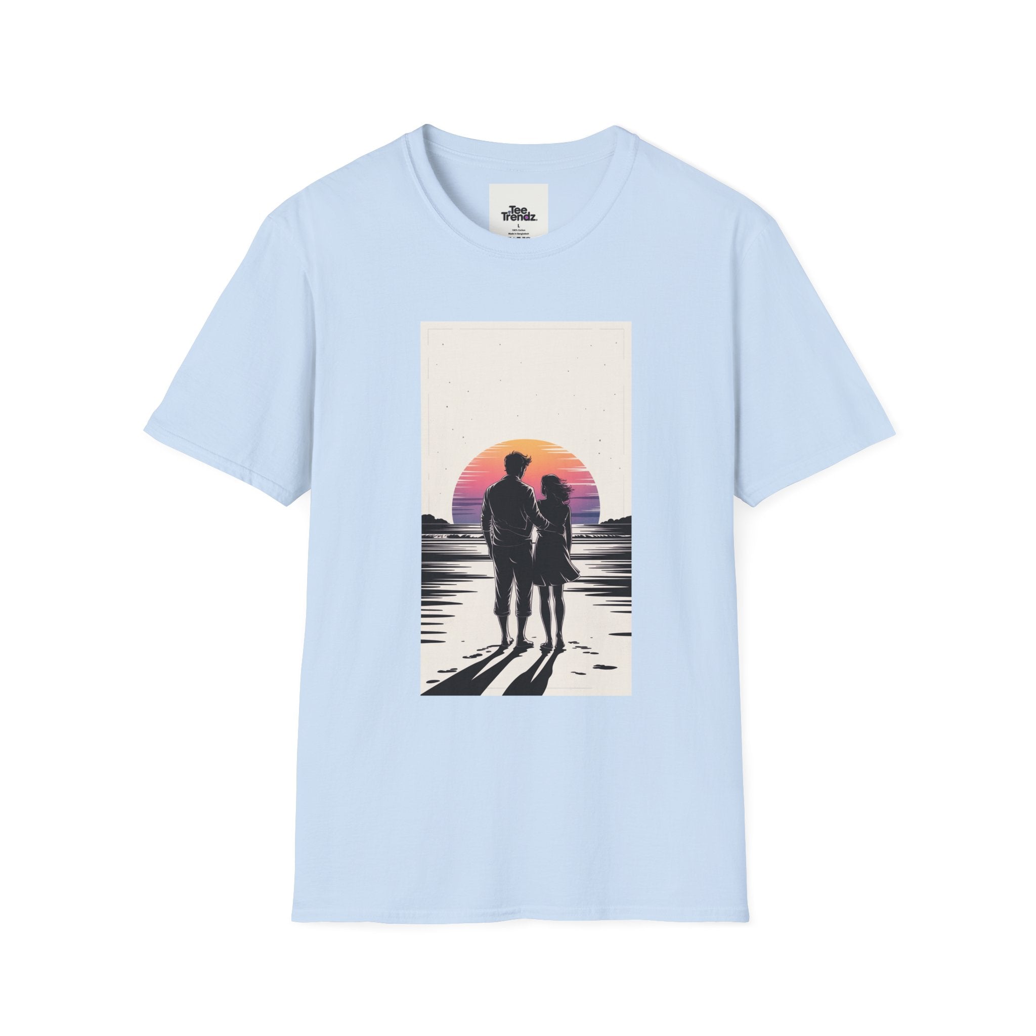 Couple Silhouette Beach T-Shirt — Sunset Romantic Graphic Tee