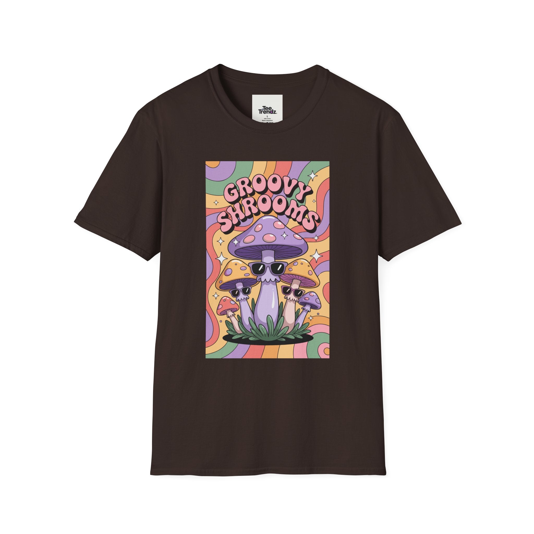 Groovy Shrooms T-Shirt – Retro Psychedelic Mushroom Tee
