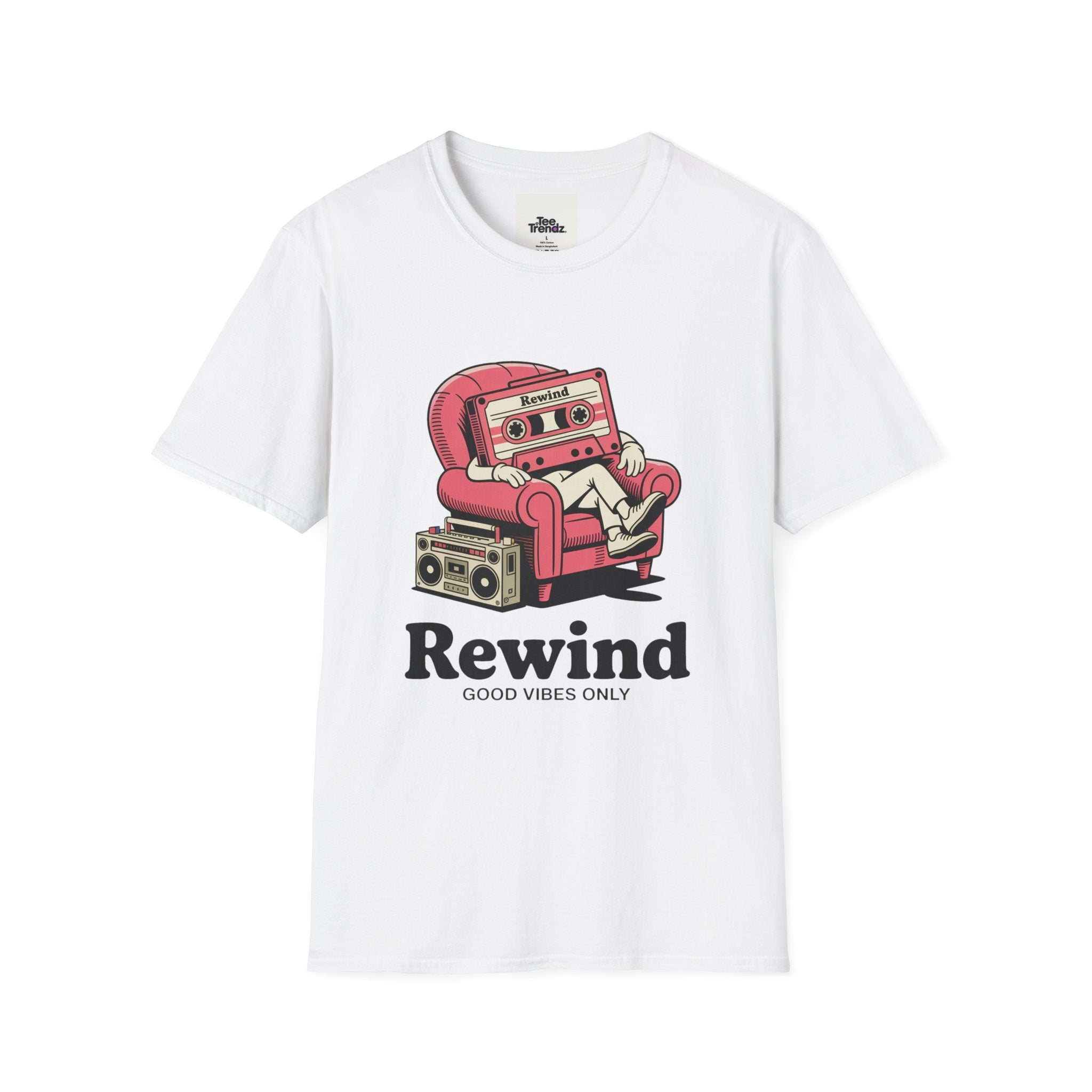 T-Shirt — "Rewind: Good Vibes Only" Retro Cassette Graphic Tee