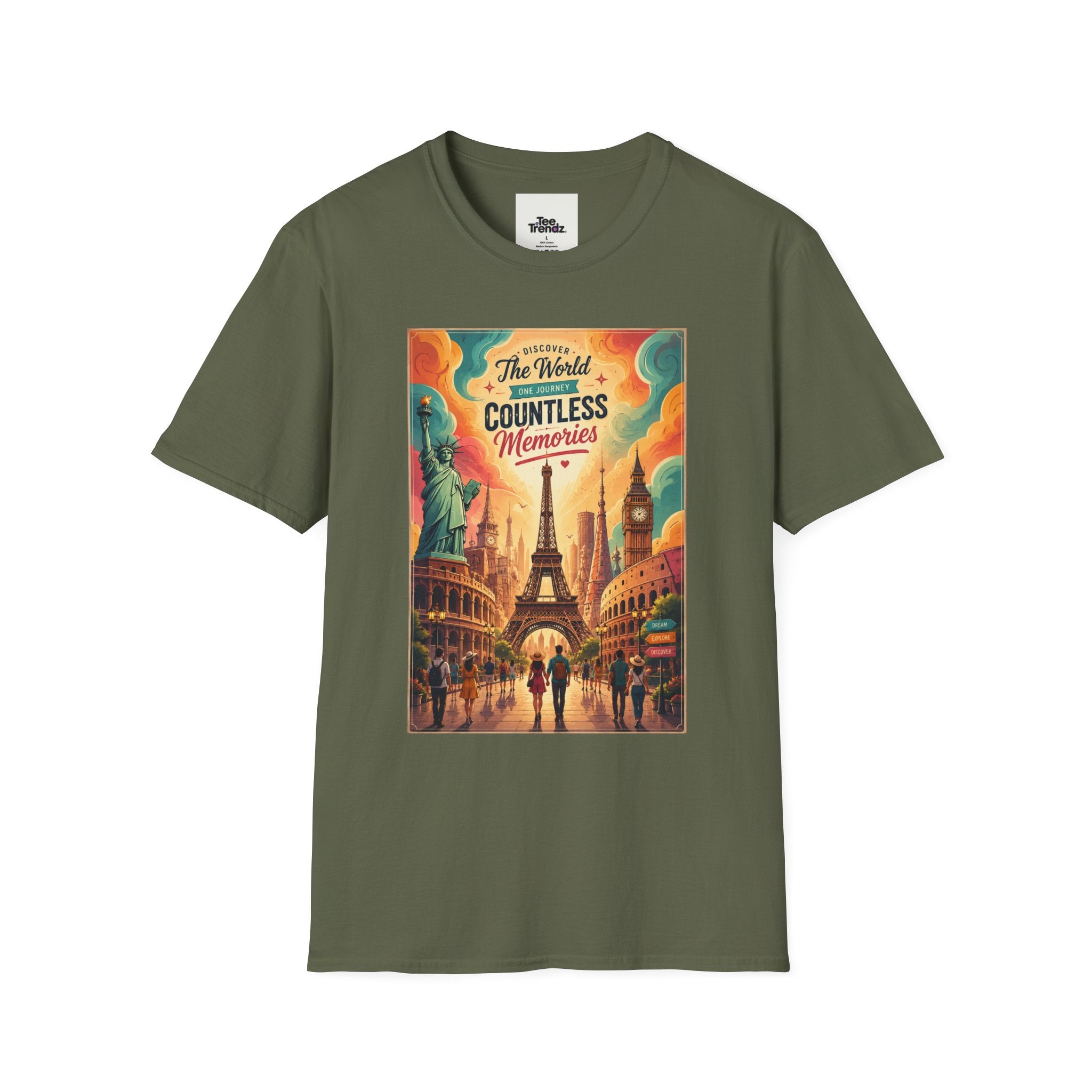 Travel Poster T-Shirt — 'The World, Countless Memories' Vintage Eiffel Tower Tee