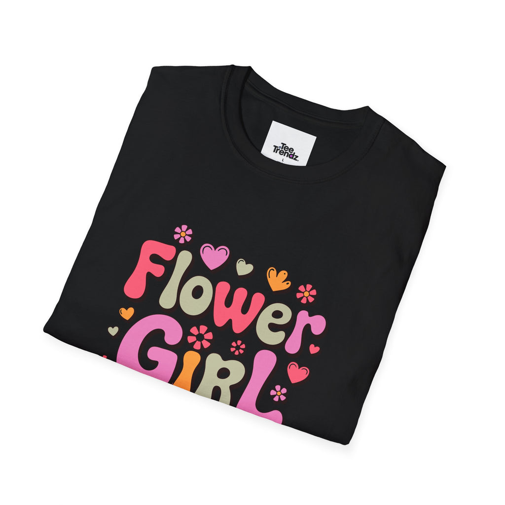 Flower Girl T-Shirt — Cute Retro Floral Wedding Tee for Kids