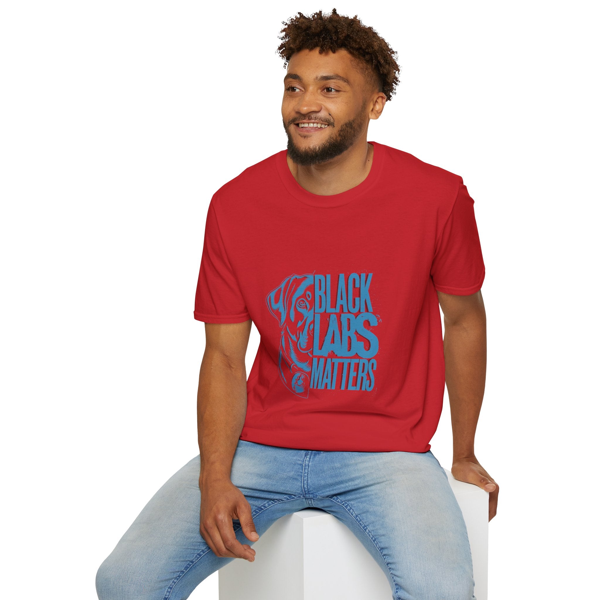 Black Labs Matter T‑Shirt — Blue Graphic Labrador Rescue Tee