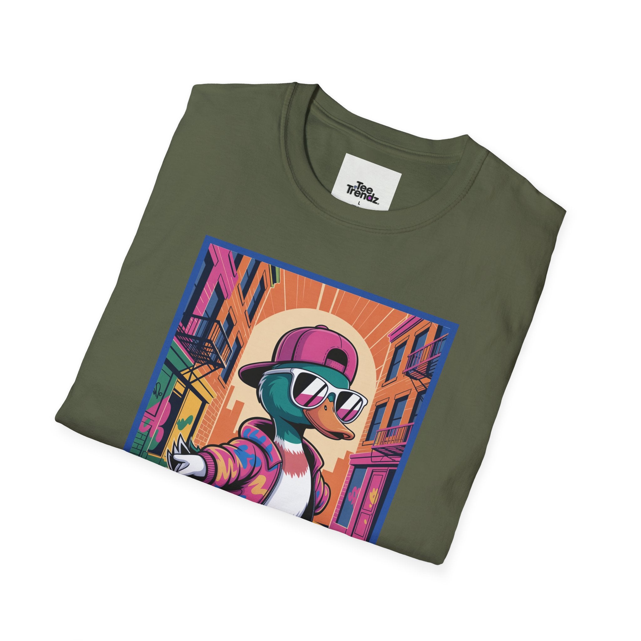 Skateboard Duck Graphic T-Shirt — Retro Streetwear Skateboarder Design