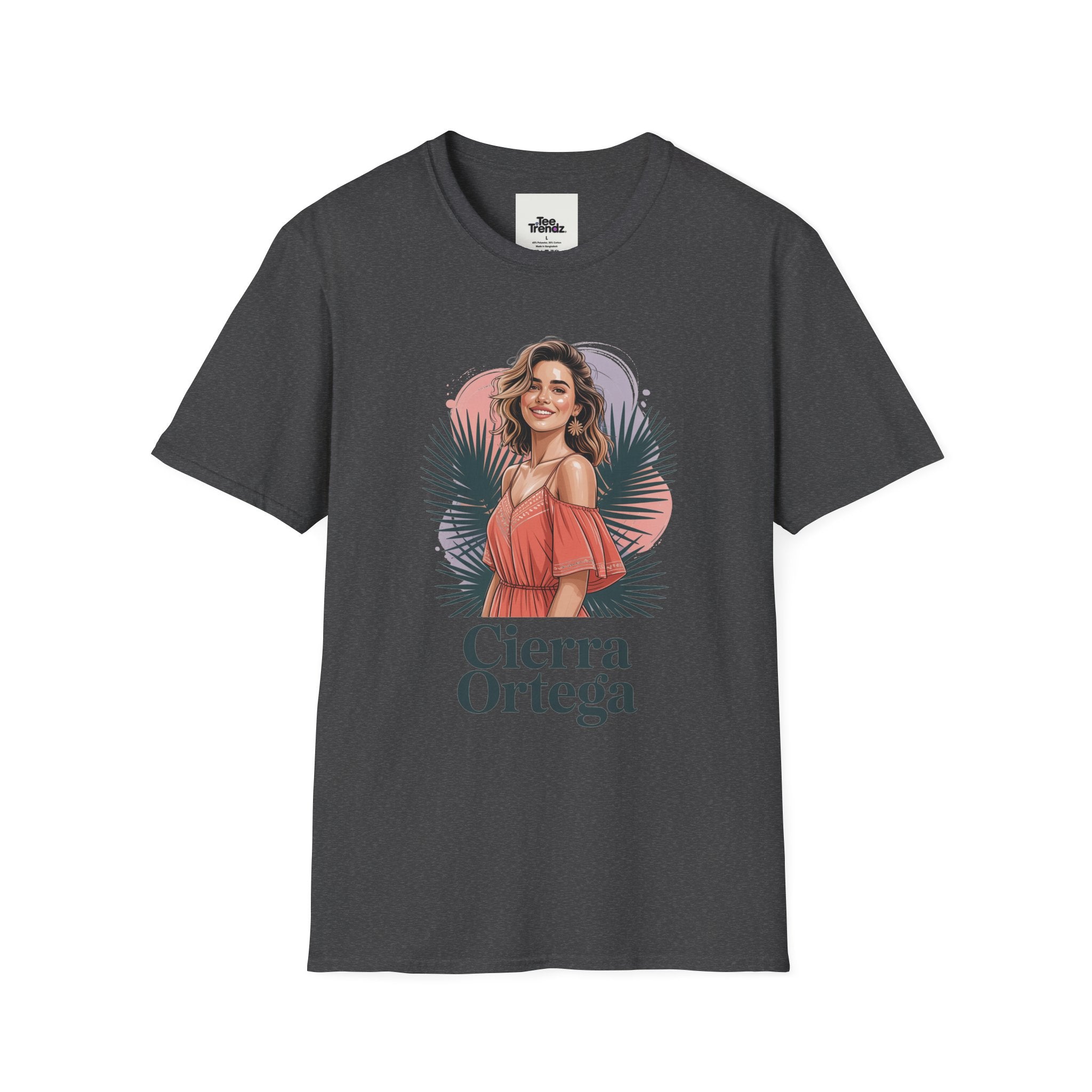 Personalized Portrait T‑Shirt — Custom Name "Cierra Ortega" Tropical Palm Graphic