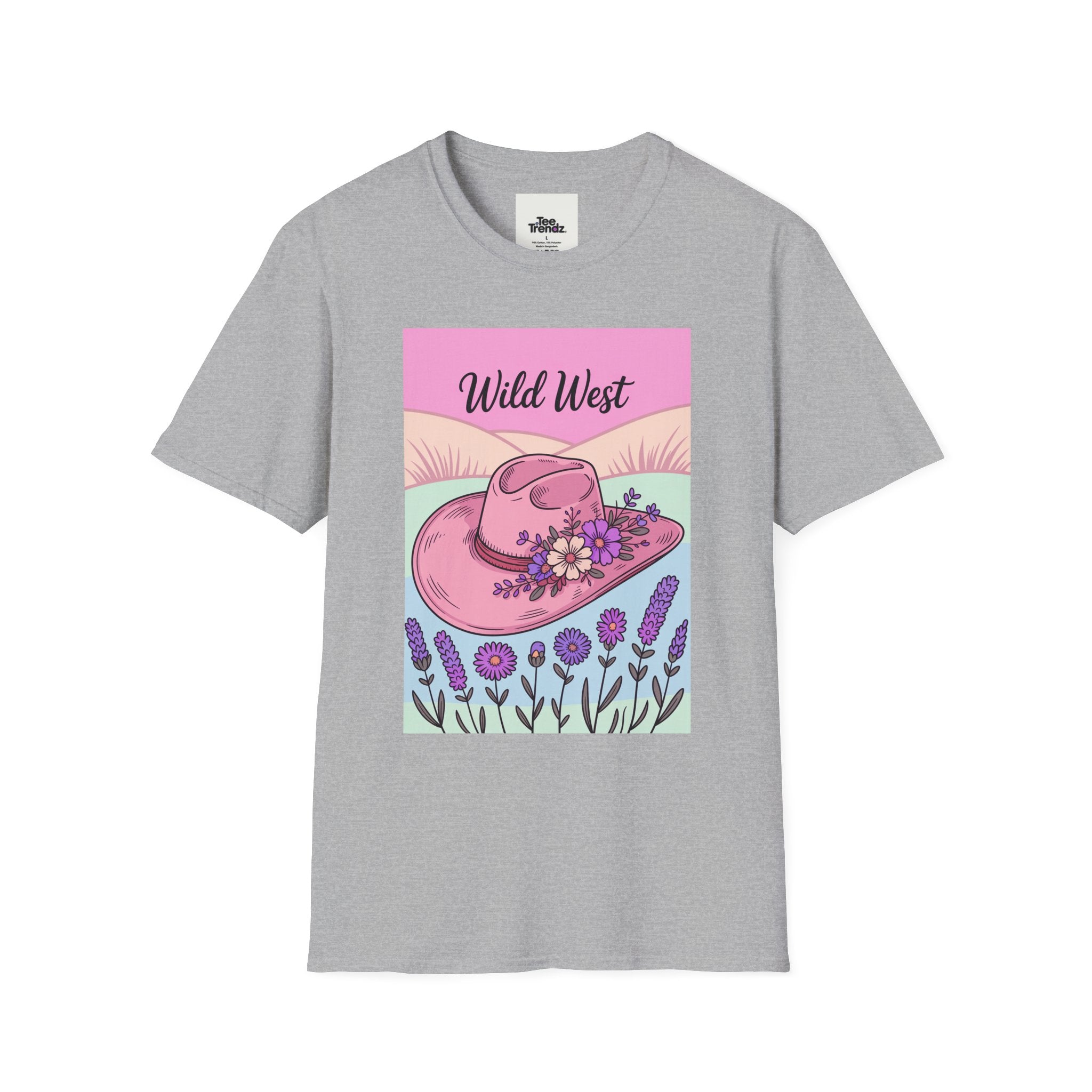 Wild West Pink Cowboy Hat T-Shirt — Floral Western Graphic Tee
