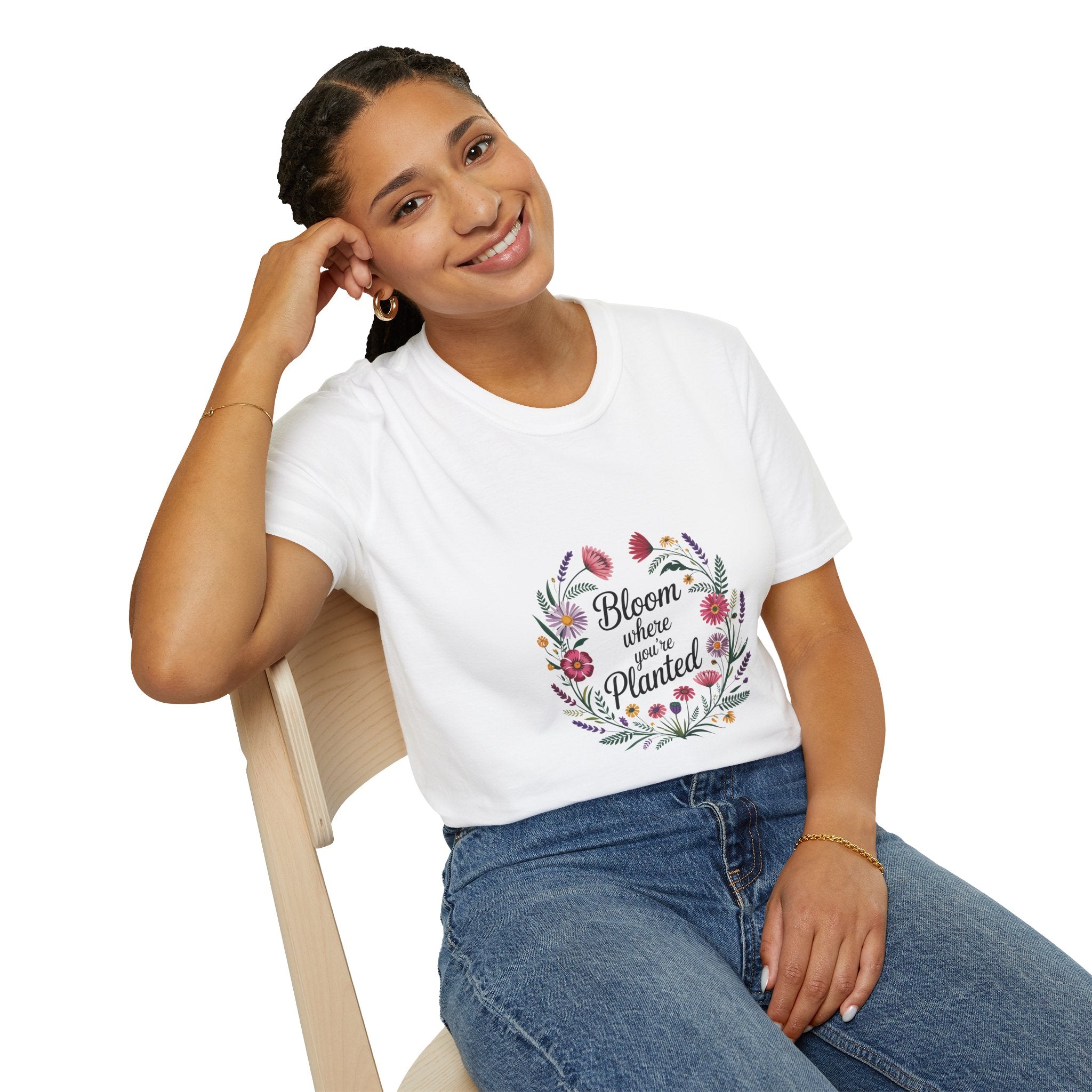Bloom Where You’re Planted Floral T‑Shirt — Inspirational Garden Quote Tee