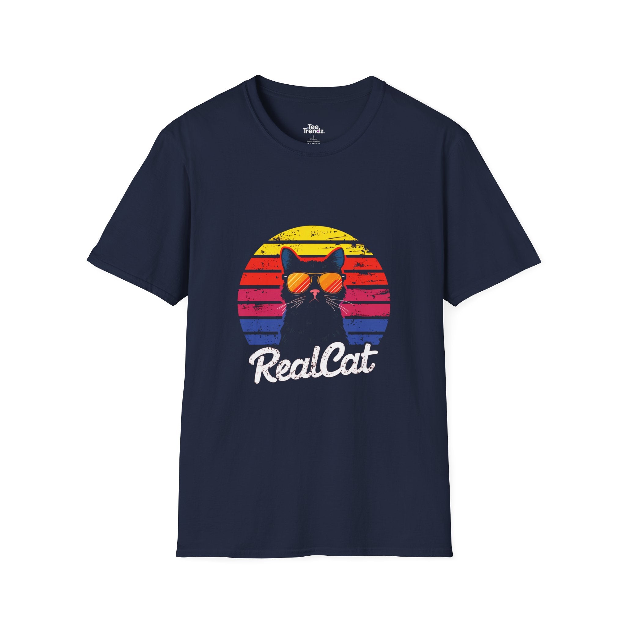 RealCat Retro Cat T-Shirt — Cool Cat Sunglasses Vintage Sunset Tee