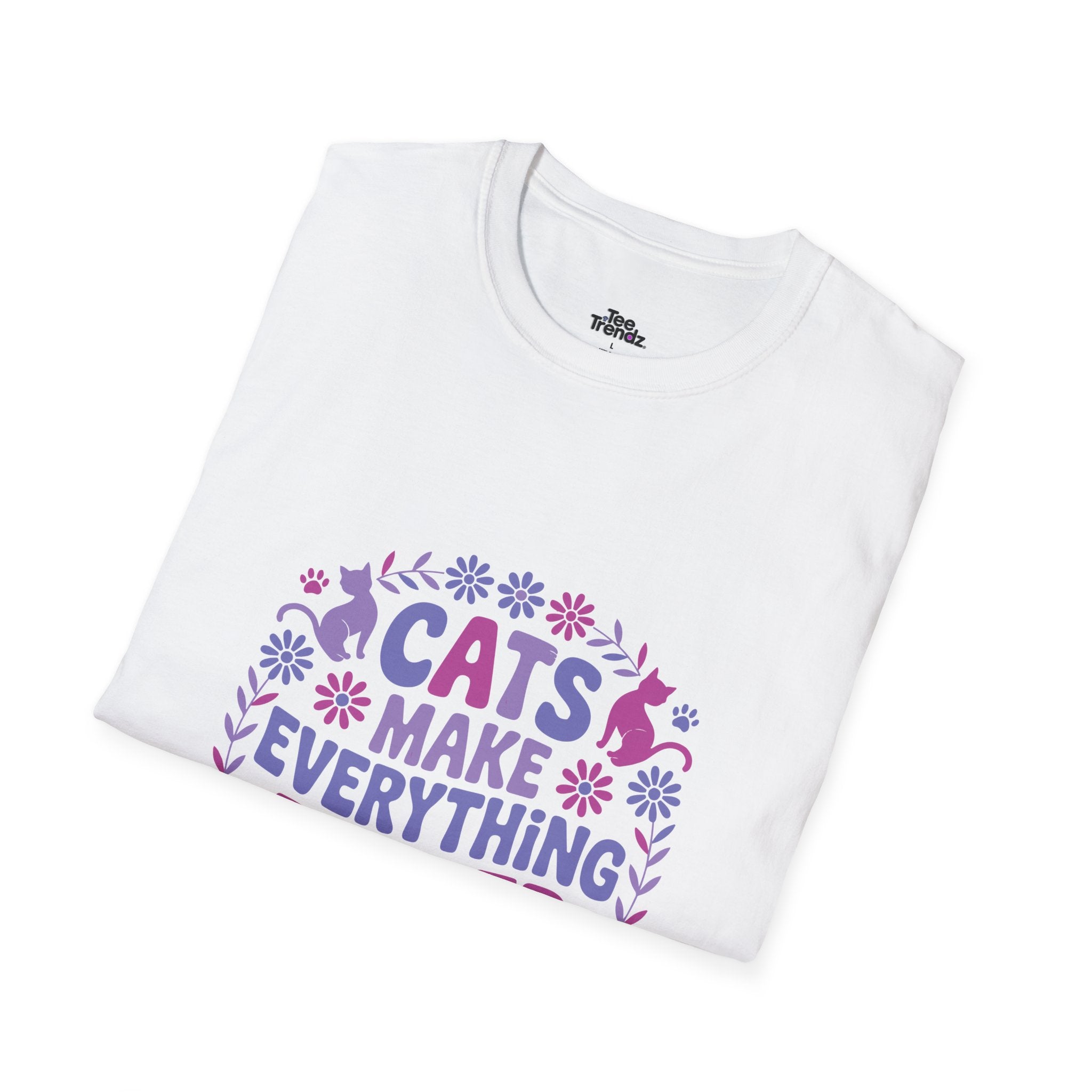 Cats Make Everything Better T-Shirt — Cute Purple Cat Lover Tee