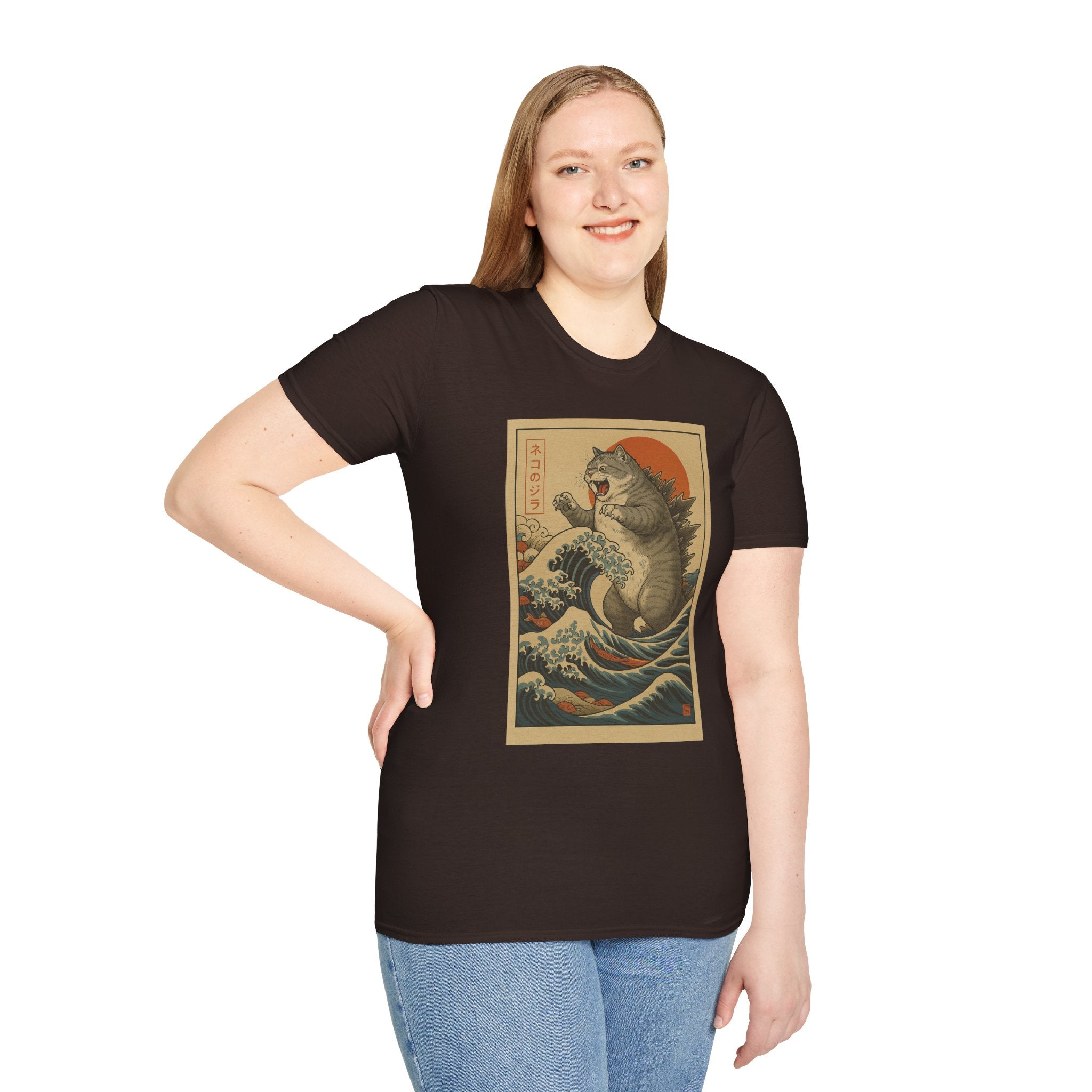 Katana Wave Cat T-Shirt — Vintage Japanese Wave Art Tee