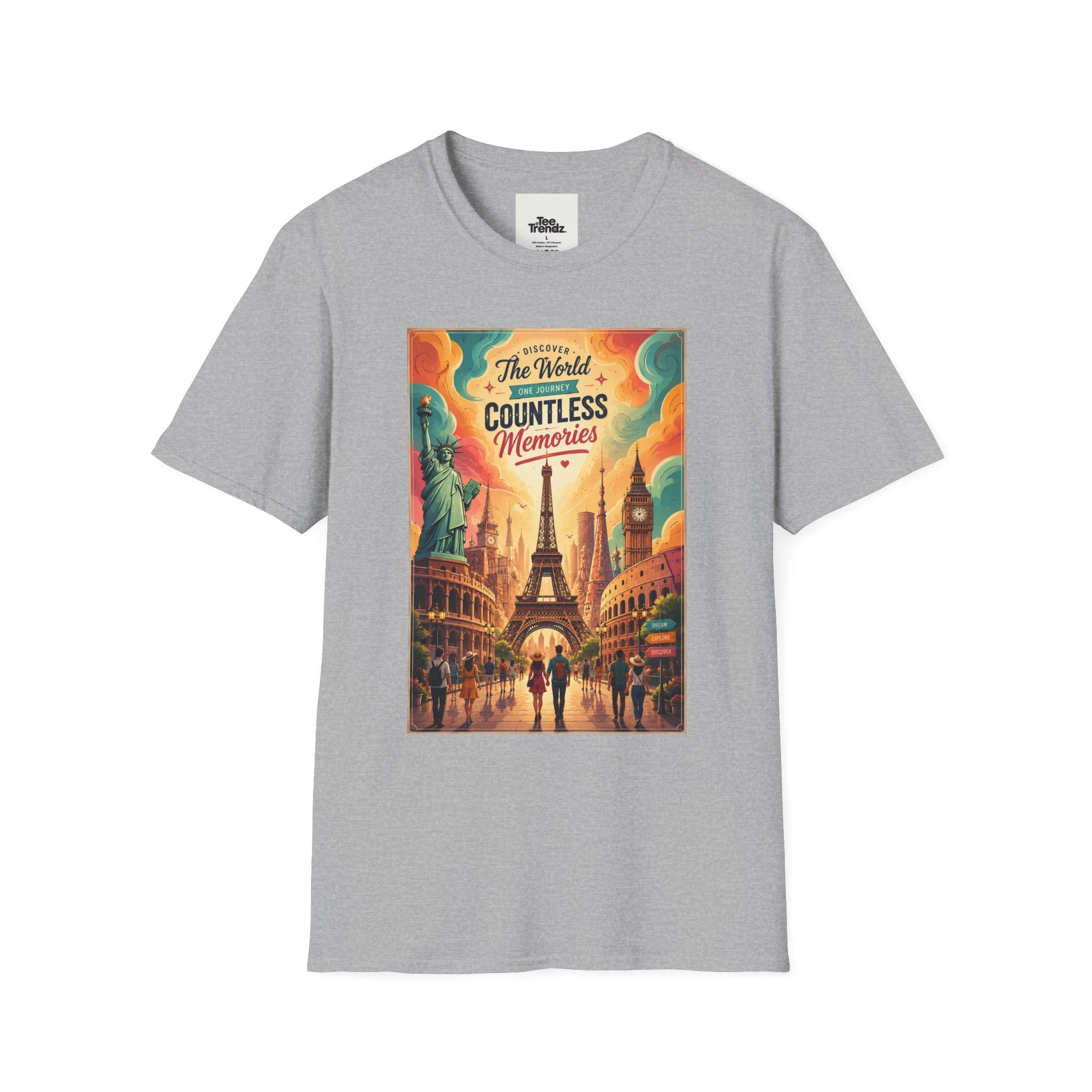 Travel Poster T-Shirt — 'The World, Countless Memories' Vintage Eiffel Tower Tee