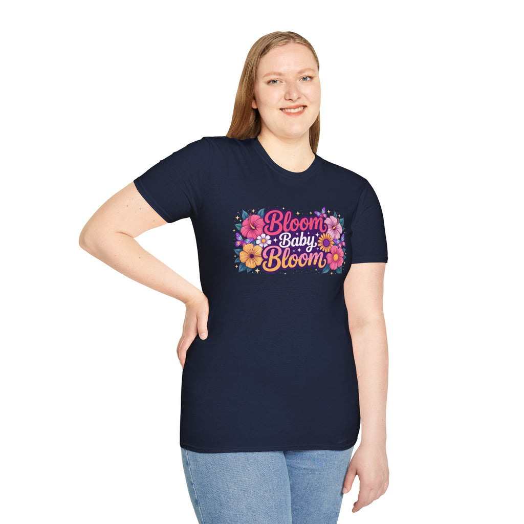 Bloom Baby Bloom Floral T-Shirt — Cute Spring Garden Tee for New Moms & Moms-to-Be