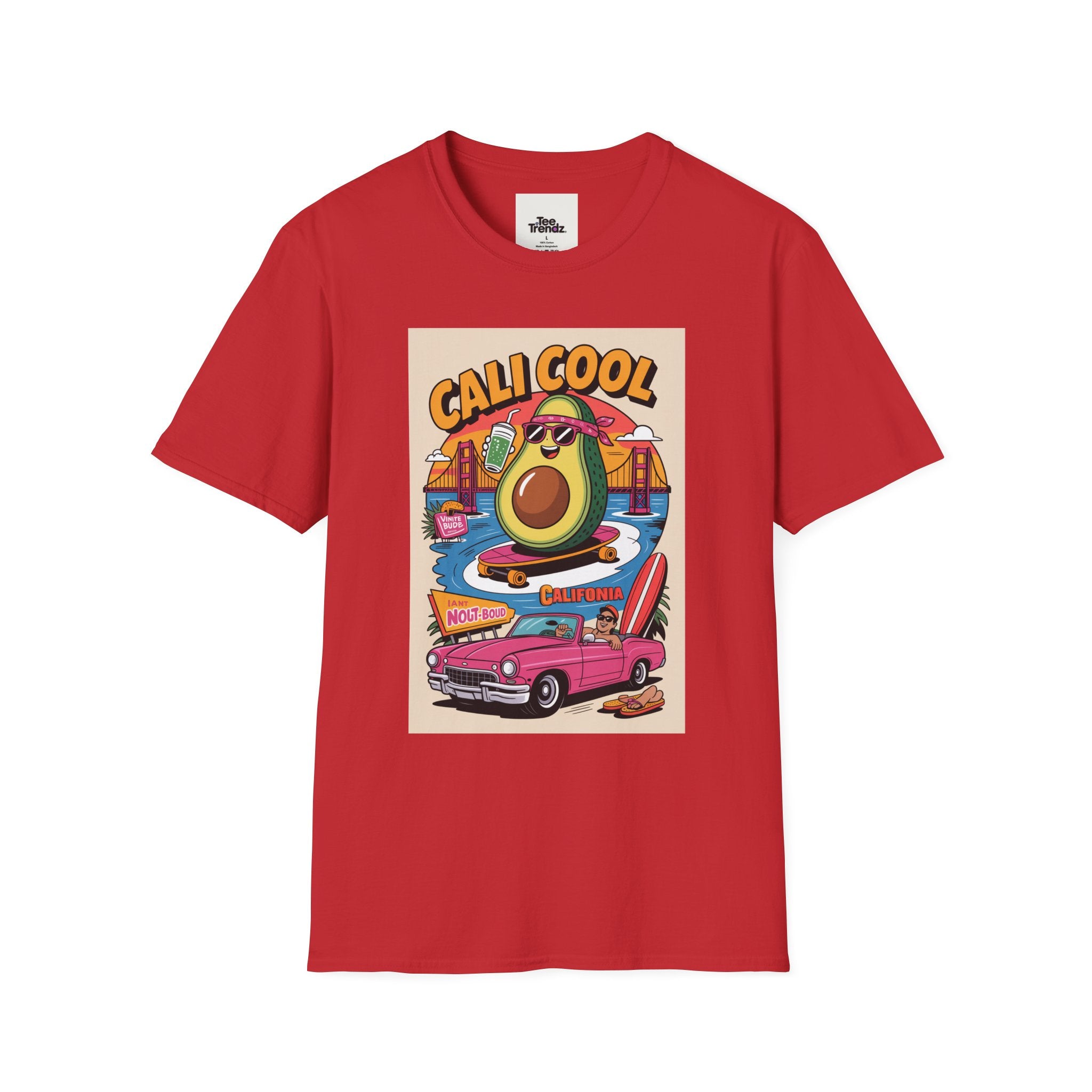 Cali Cool Avocado Tee — Retro Surfing California Graphic T-Shirt