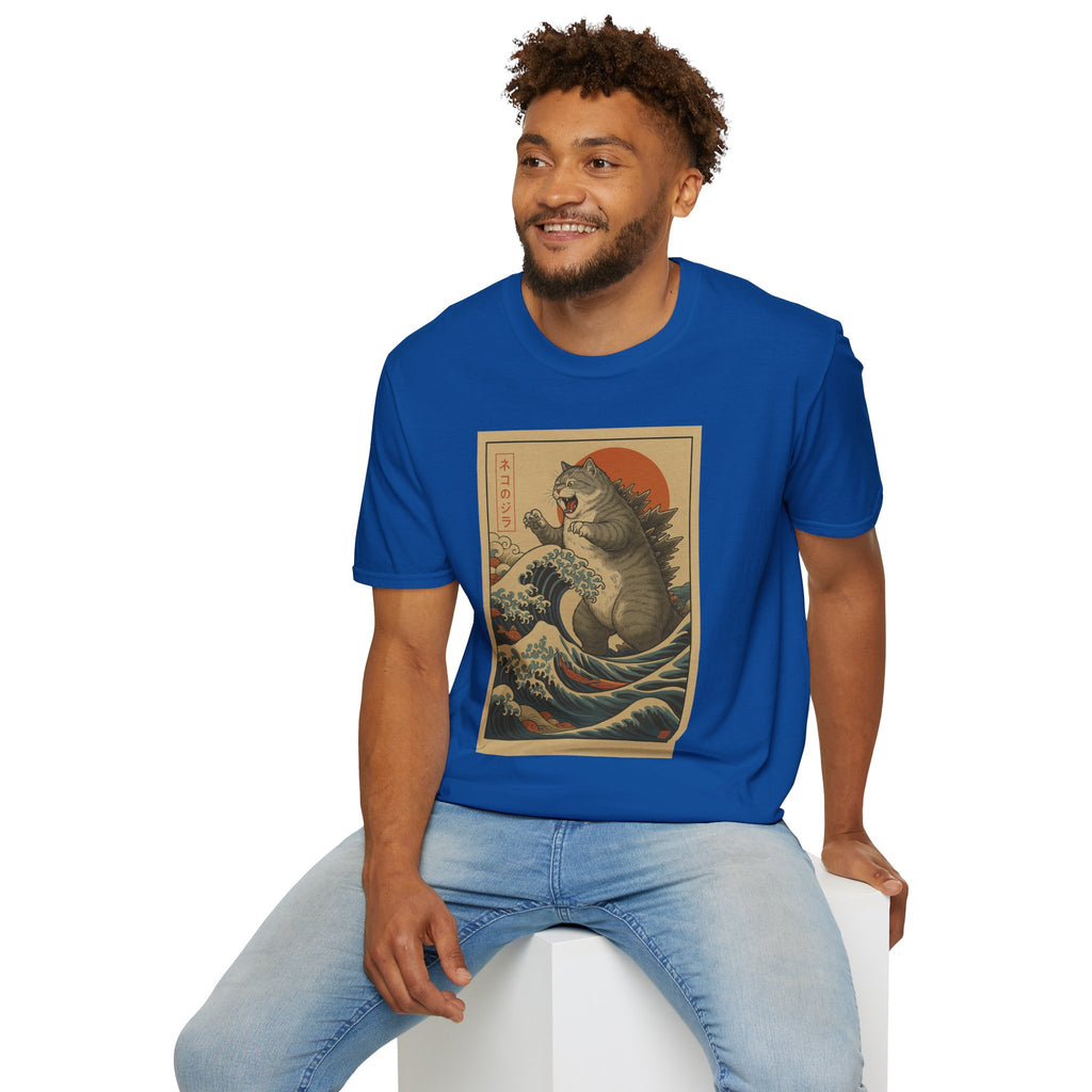 Katana Wave Cat T-Shirt — Vintage Japanese Wave Art Tee