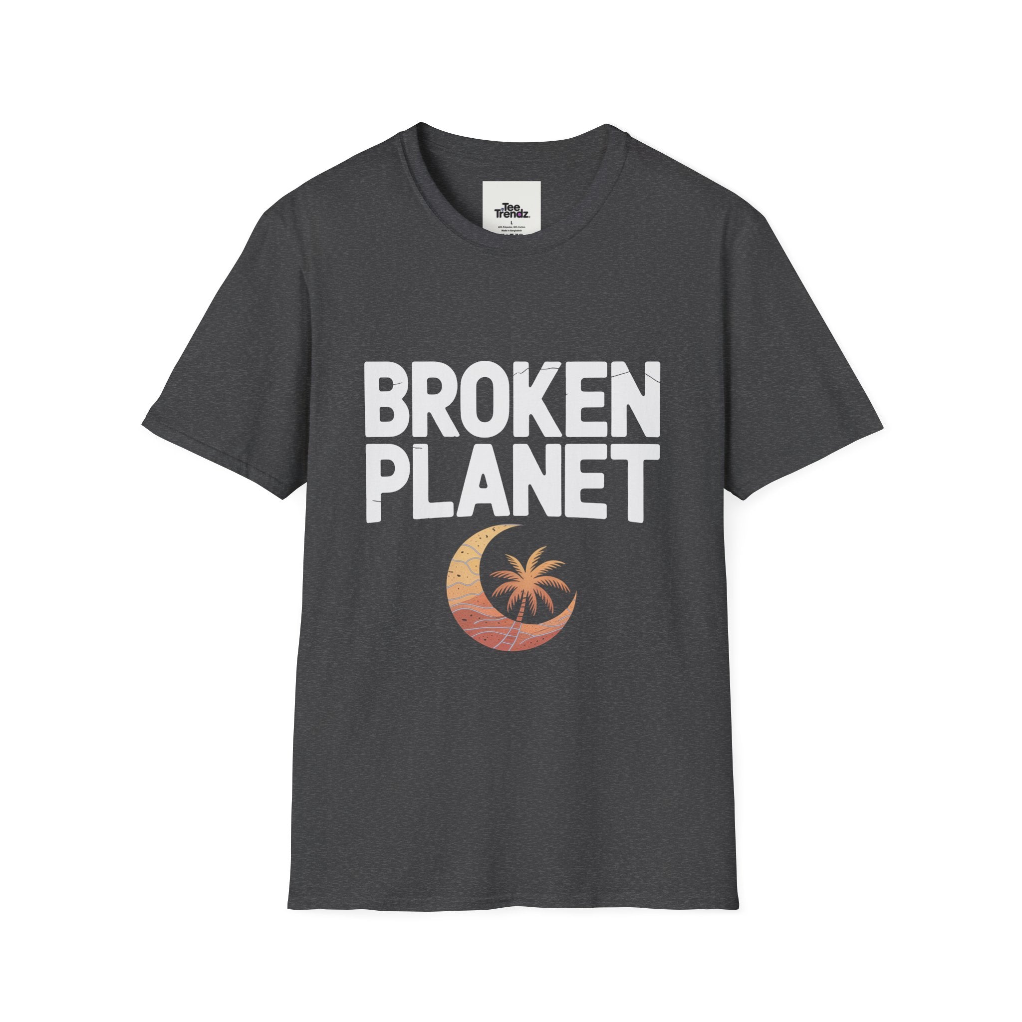 Broken Planet T-Shirt — Tropical Crescent Palm Graphic Tee