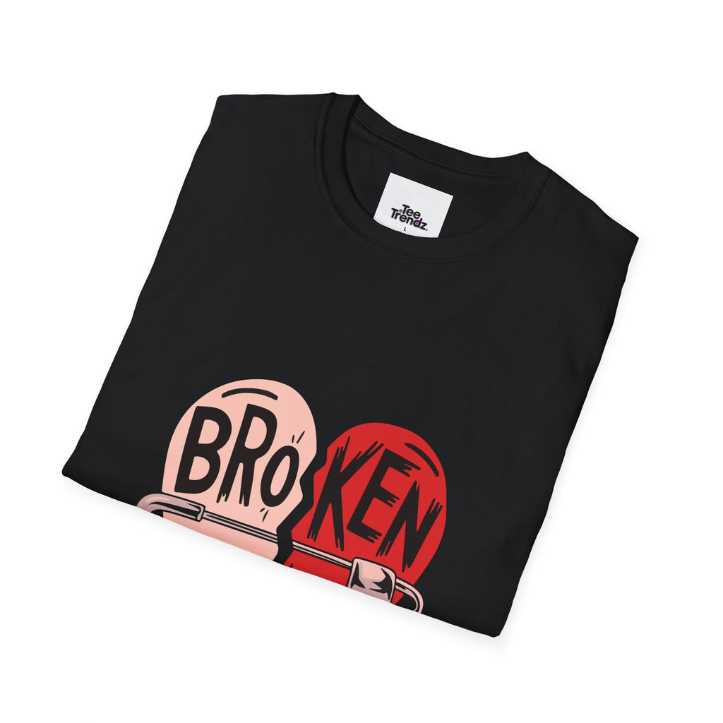 Broken Heart Graphic T-Shirt — Heart Safety Pin Design