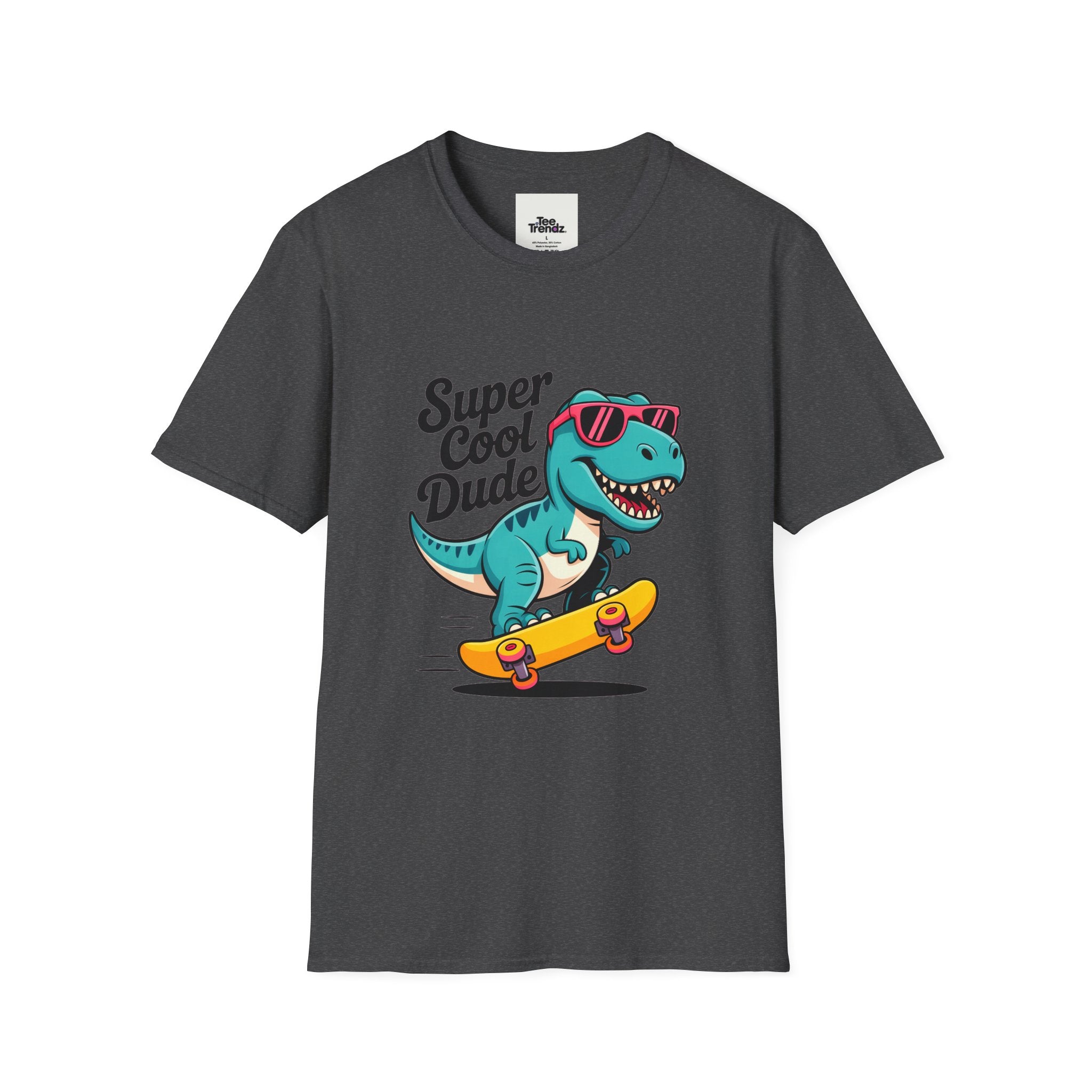 Kids Skateboard T‑Shirt — "Super Cool Dude" Dino Graphic Tee