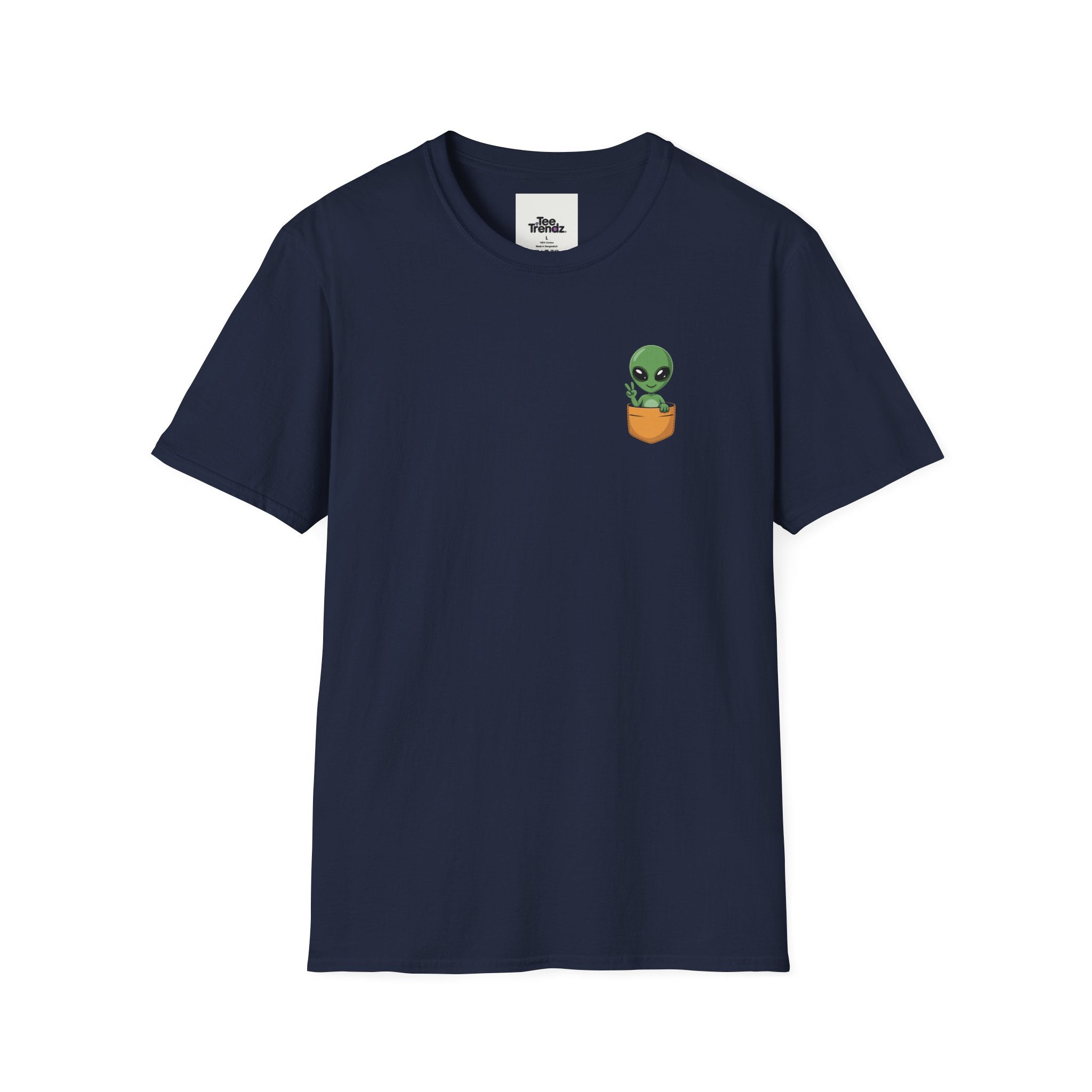 Alien Pocket T-Shirt — Cute Green Alien in Pocket Graphic Tee