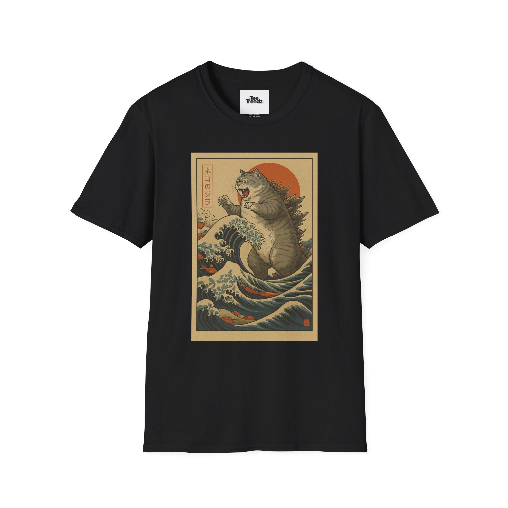 Katana Wave Cat T-Shirt — Vintage Japanese Wave Art Tee