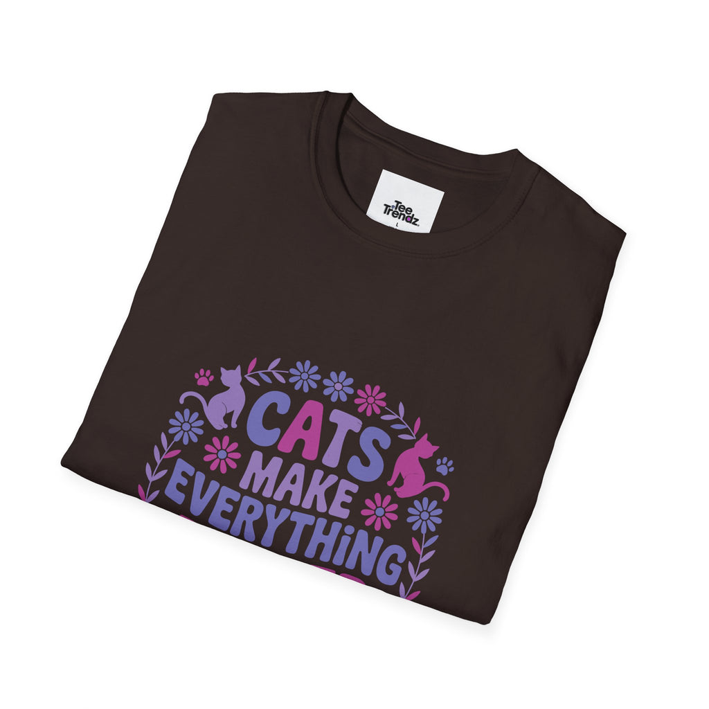Cats Make Everything Better T-Shirt — Cute Purple Cat Lover Tee