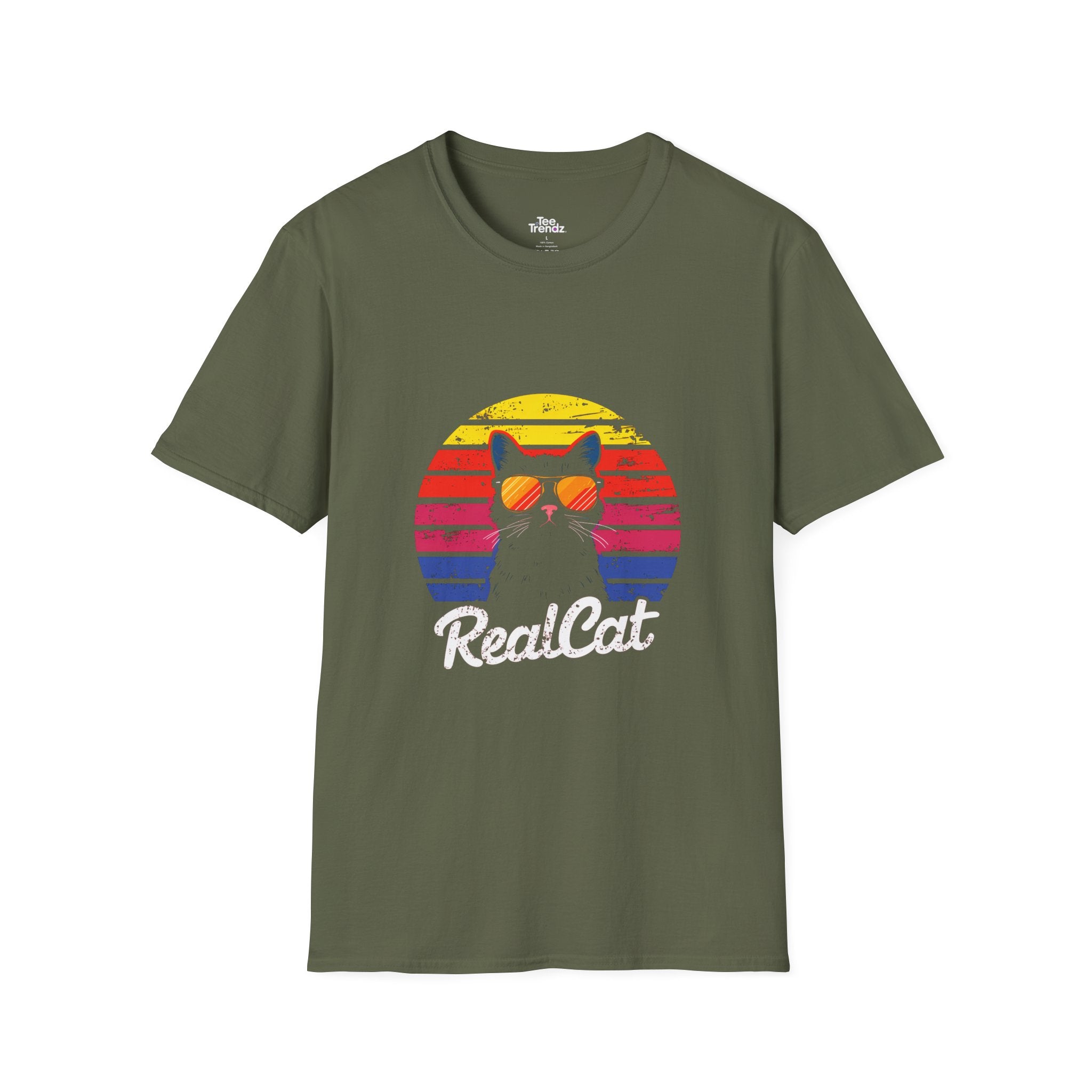 RealCat Retro Cat T-Shirt — Cool Cat Sunglasses Vintage Sunset Tee