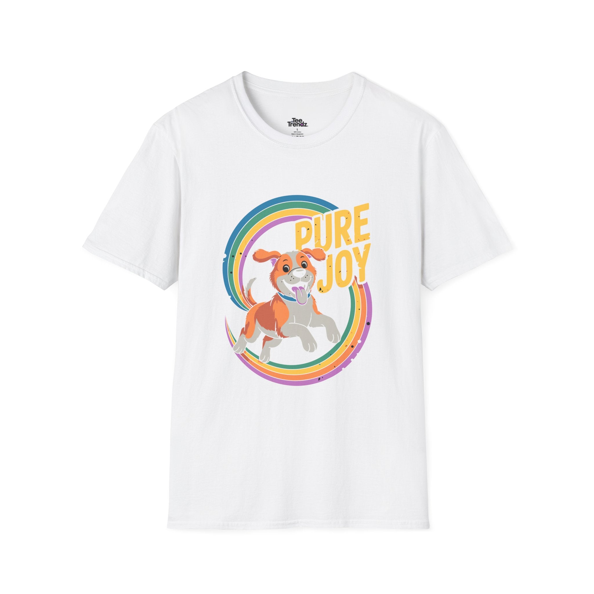 Pure Joy Dog T-Shirt – Playful Beagle Graphic Tee with Rainbow