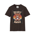 Bearly Awake T‑Shirt — Cute Coffee Bear Vintage Sunset Tee