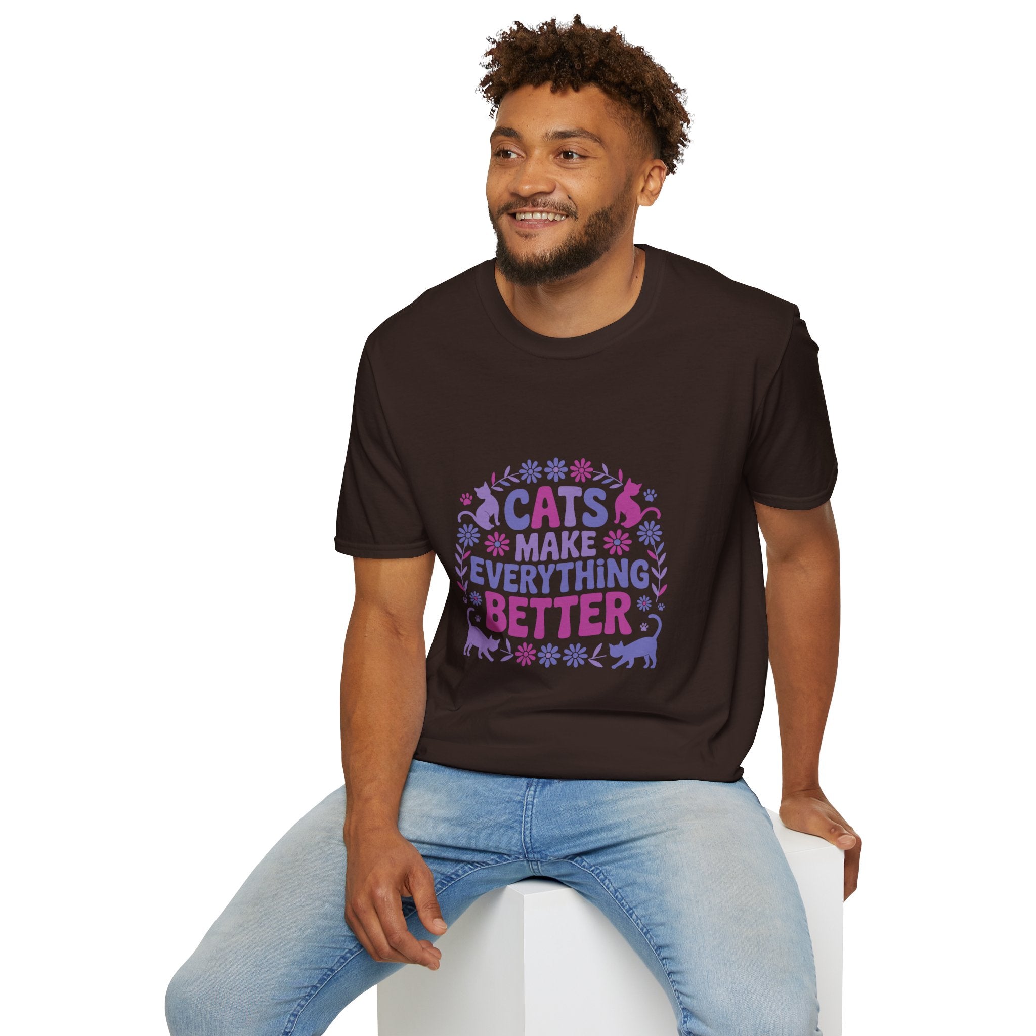 Cats Make Everything Better T-Shirt — Cute Purple Cat Lover Tee