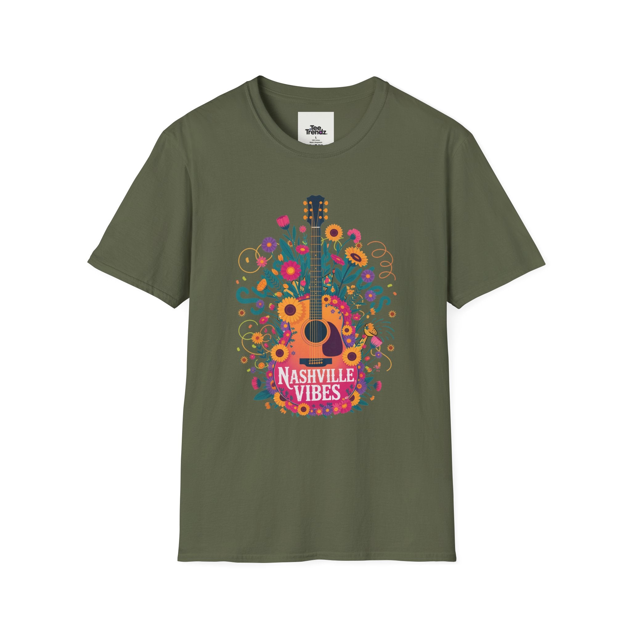 Nashville Vibes Guitar T-Shirt – Floral Music Festival Tee