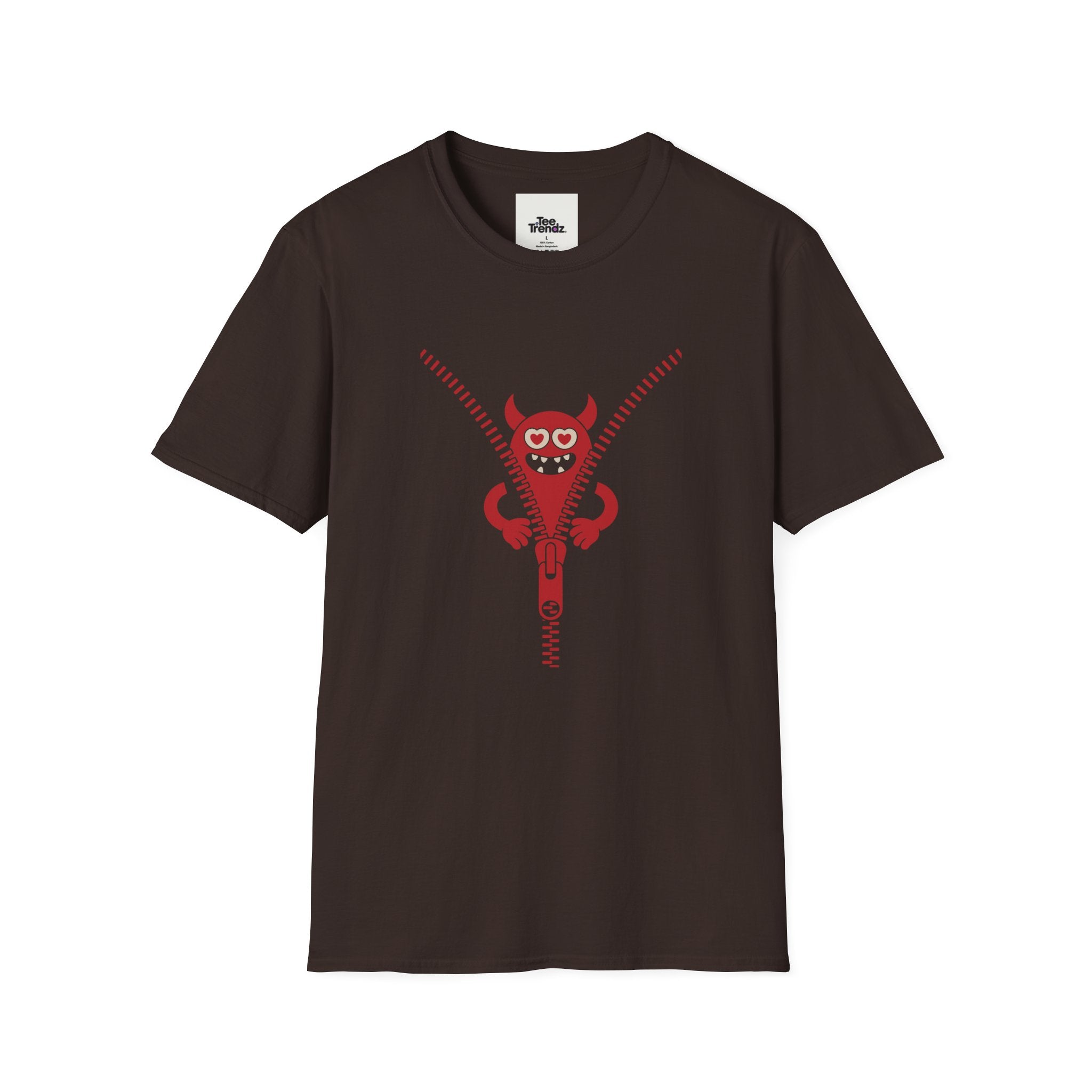 T-Shirt — Playful Monster Zipper Graphic Tee