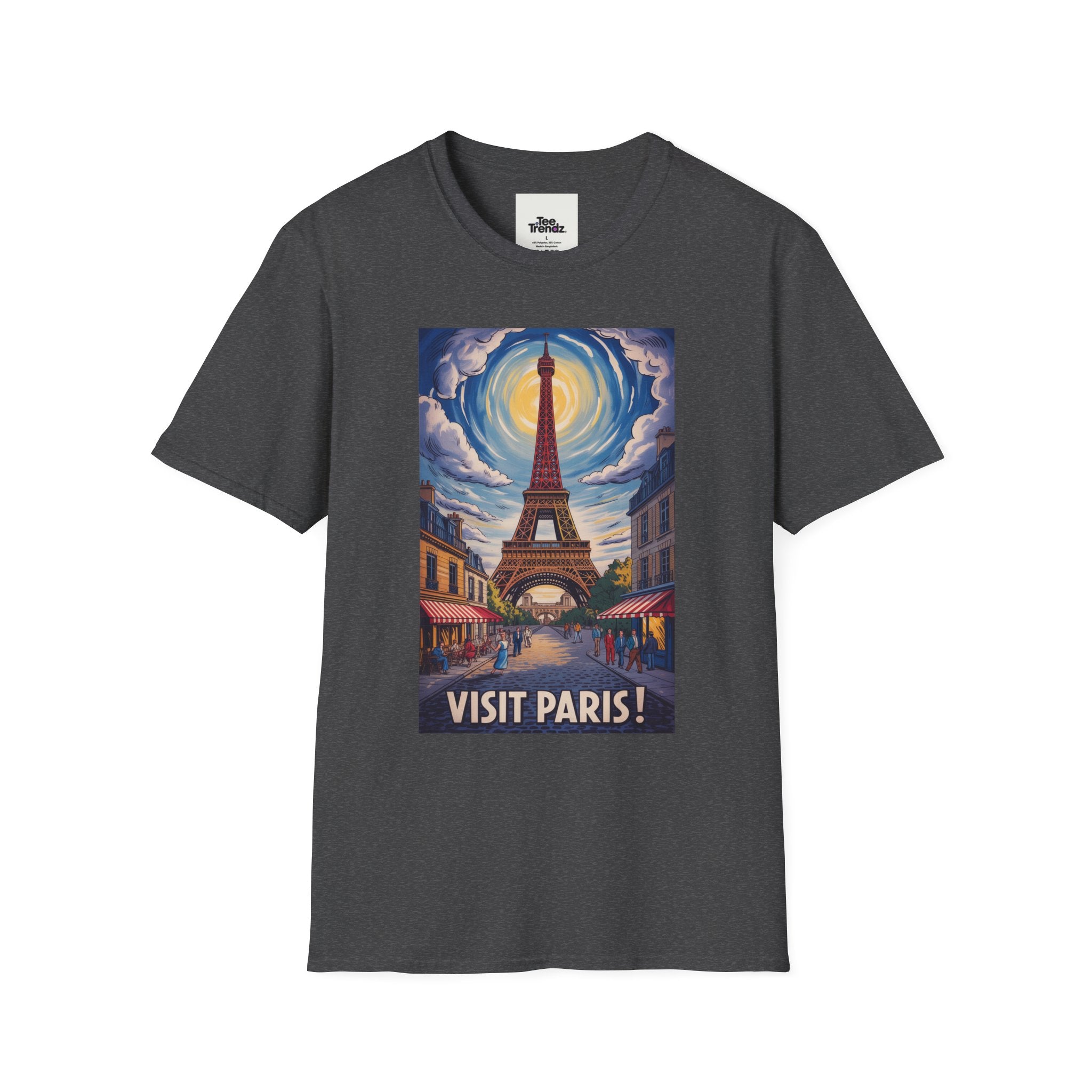 Visit Paris T-Shirt - Vintage Eiffel Tower Travel Poster Tee