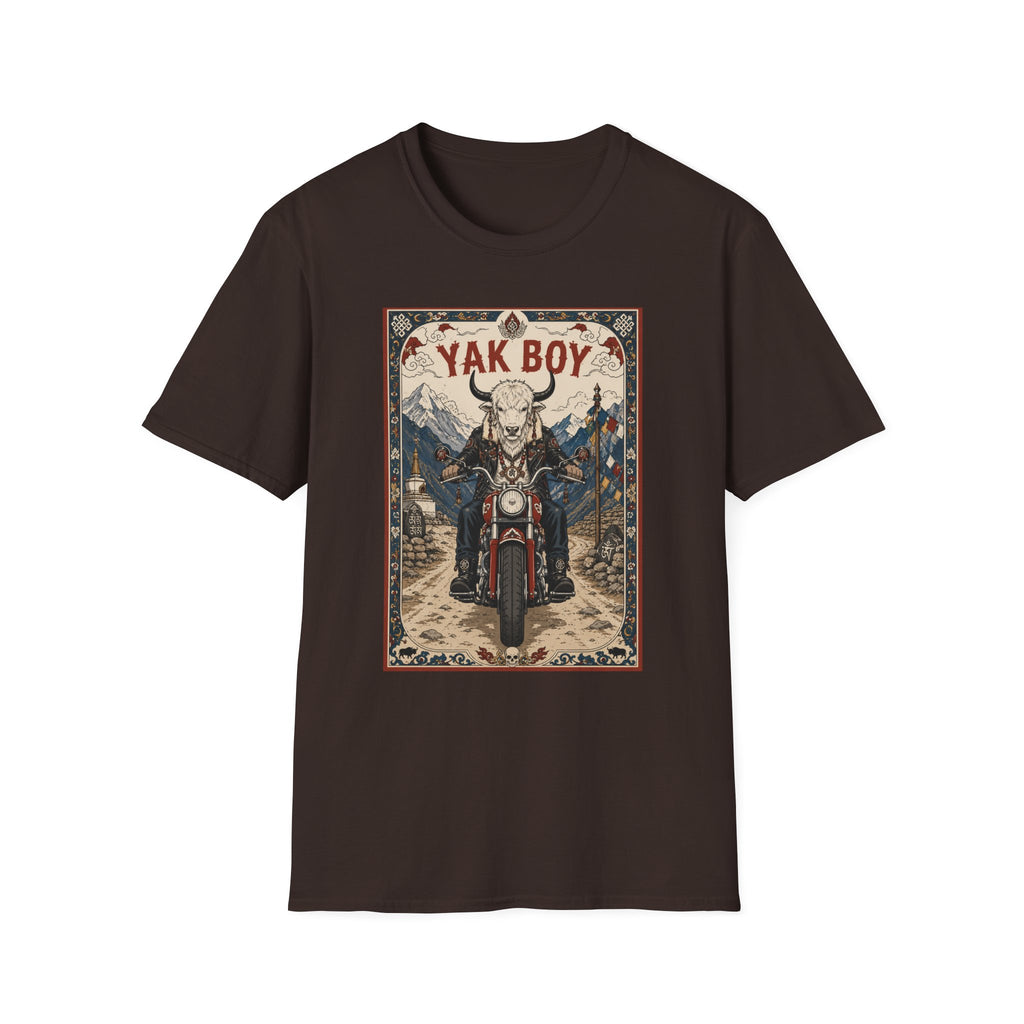 Yak Boy Motorcycle Graphic T‑Shirt — Vintage Mountain Biker Tee