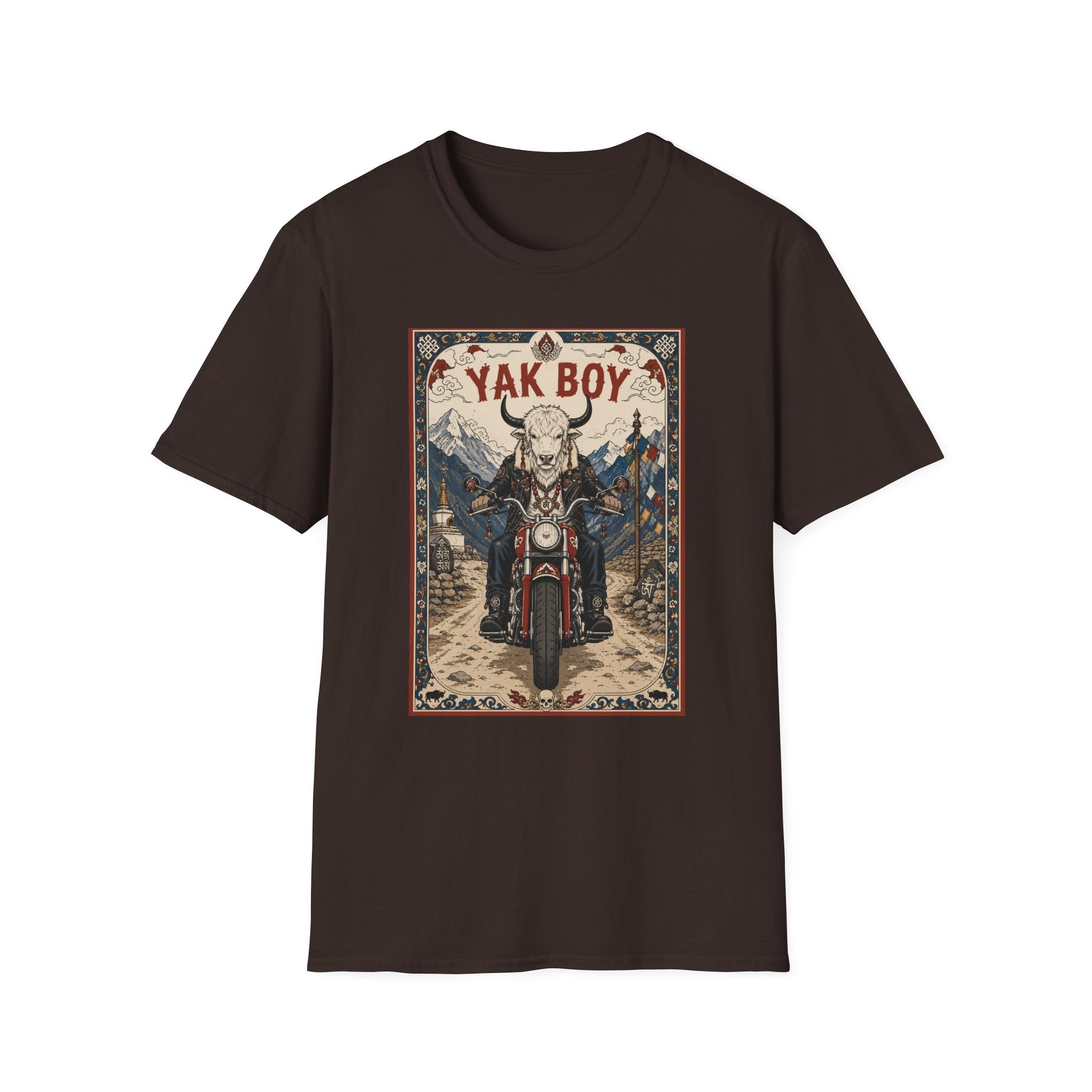 Yak Boy Motorcycle Graphic T‑Shirt — Vintage Mountain Biker Tee