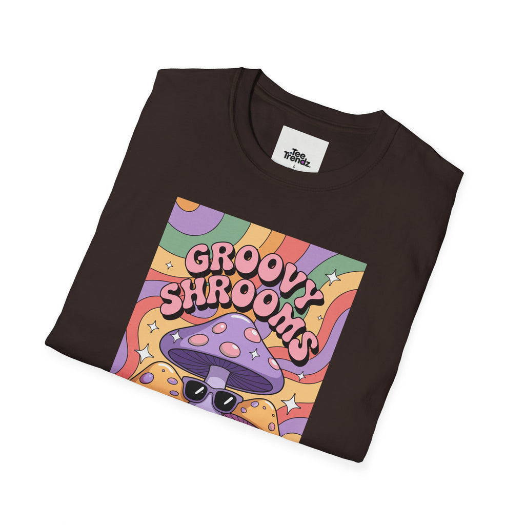 Groovy Shrooms T-Shirt – Retro Psychedelic Mushroom Tee