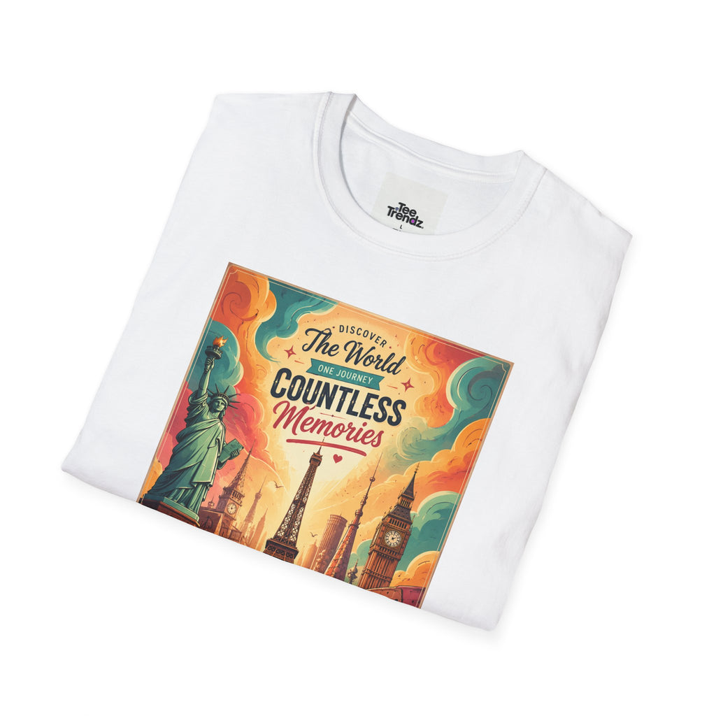 Travel Poster T-Shirt — 'The World, Countless Memories' Vintage Eiffel Tower Tee