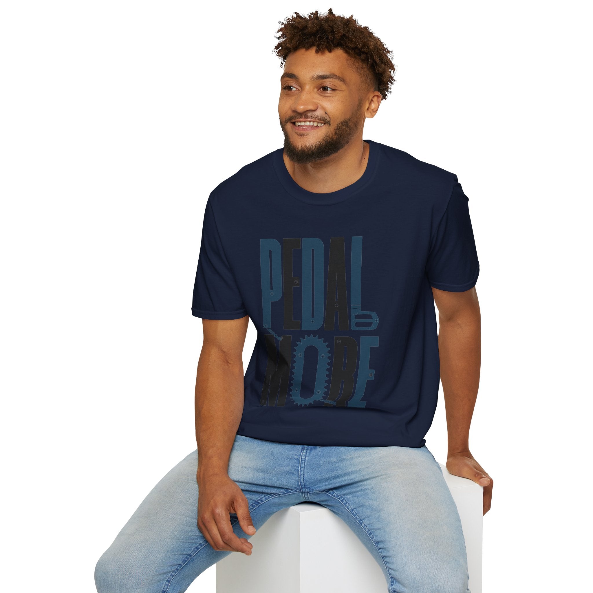 Pedal More T‑Shirt — Cycling Graphic Tee with Bike Pedal & Gear Design