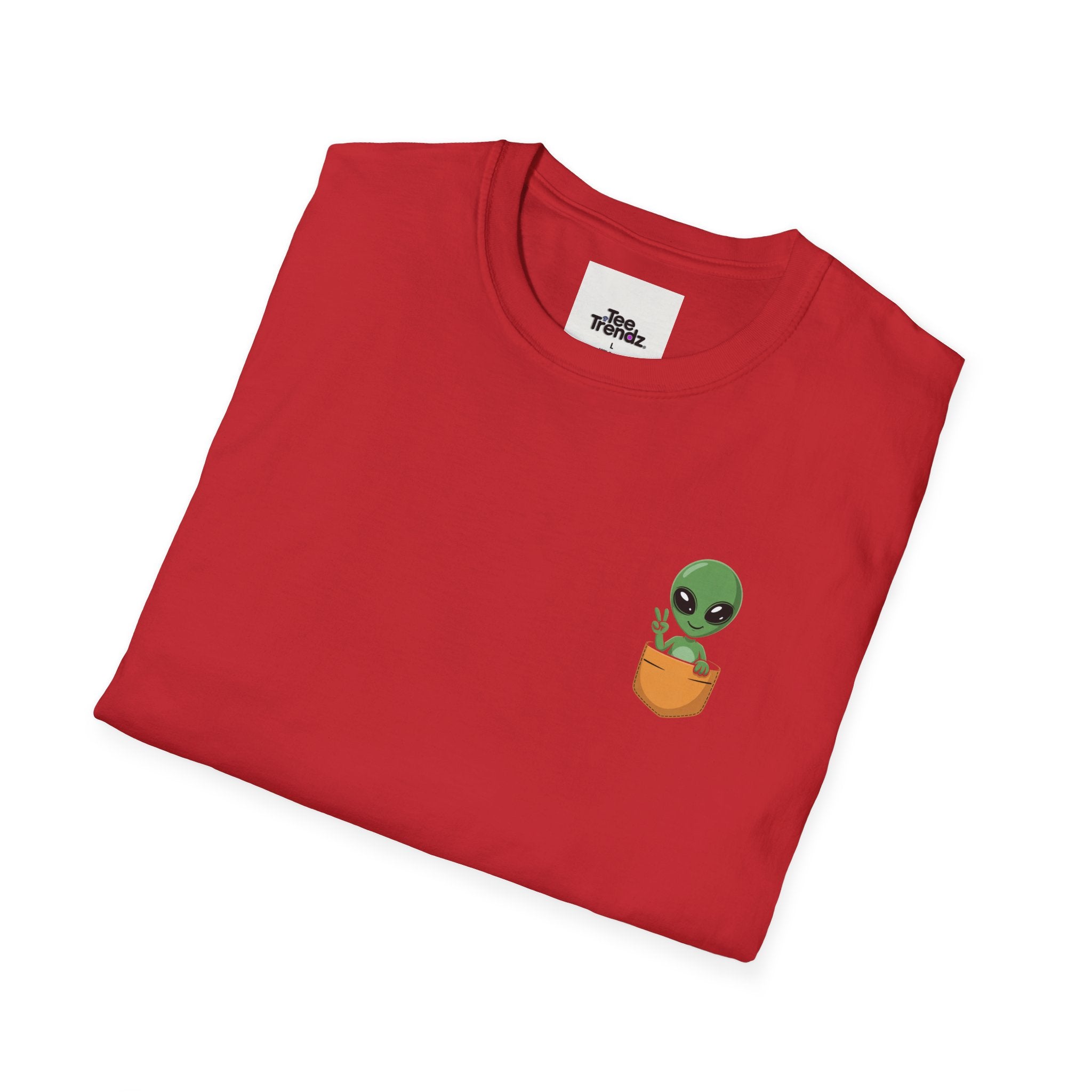 Alien Pocket T-Shirt — Cute Green Alien in Pocket Graphic Tee