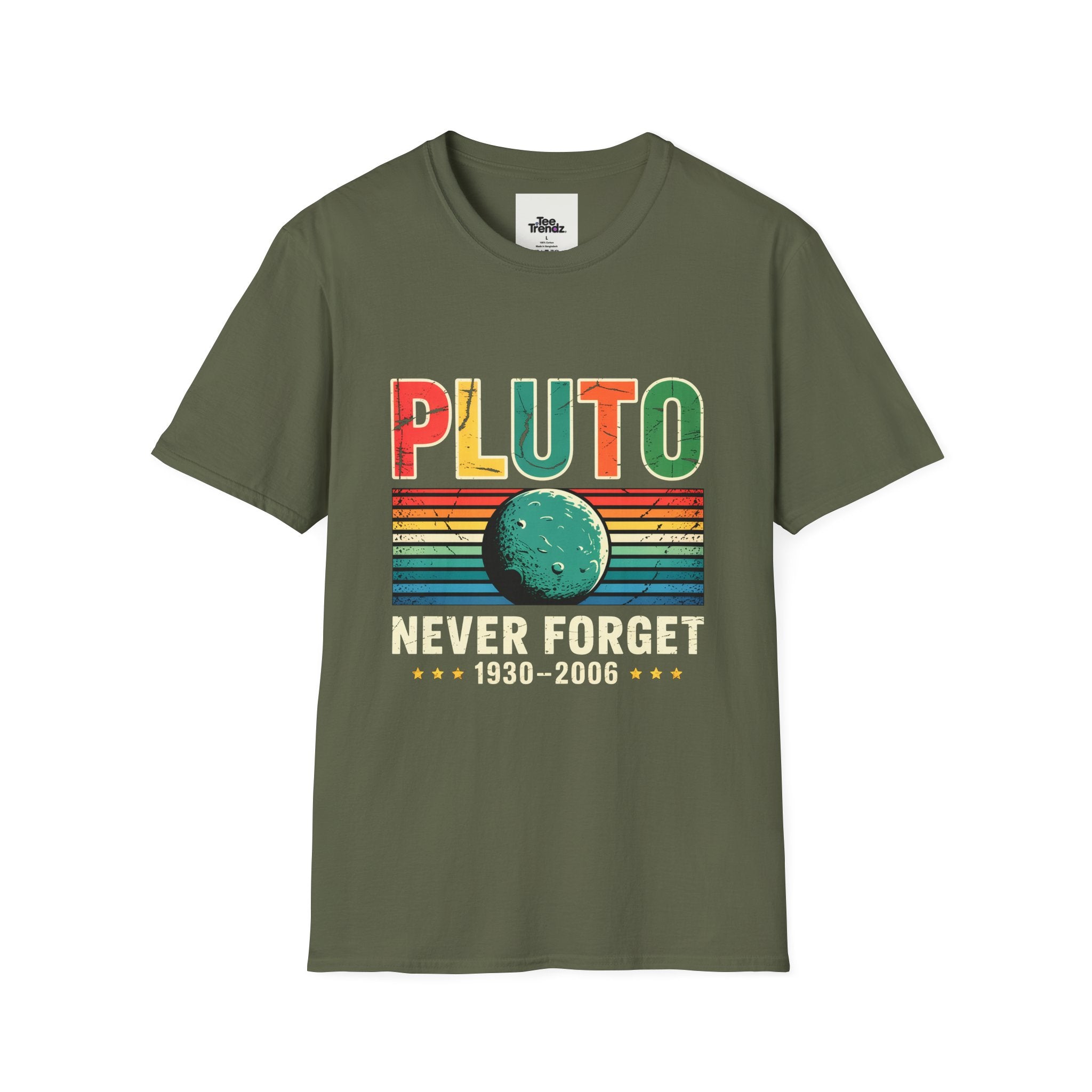Pluto Never Forget T-Shirt — Retro Memorial Planet Graphic Tee (1930–2006)