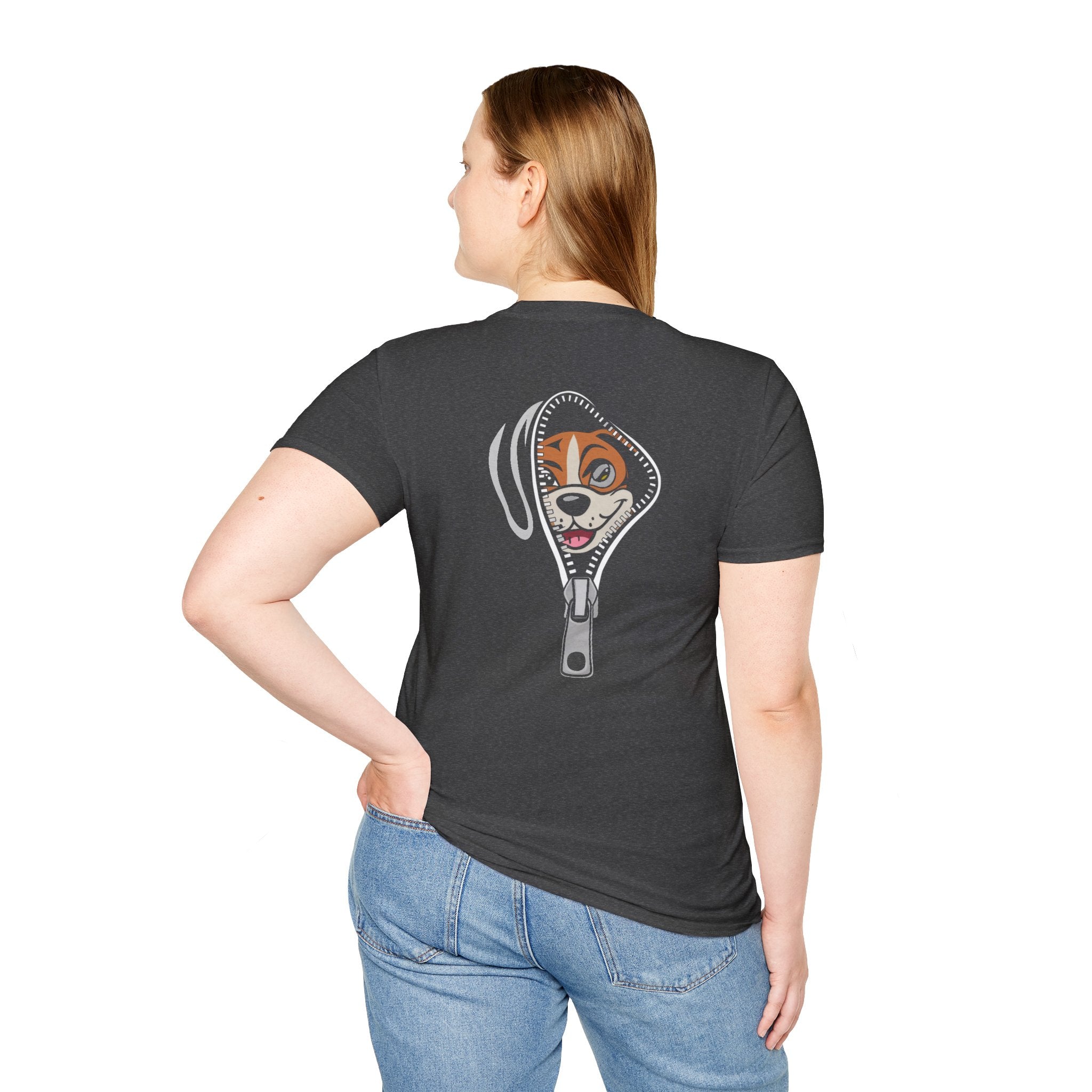 Zipper Reveal Dog Graphic T-Shirt