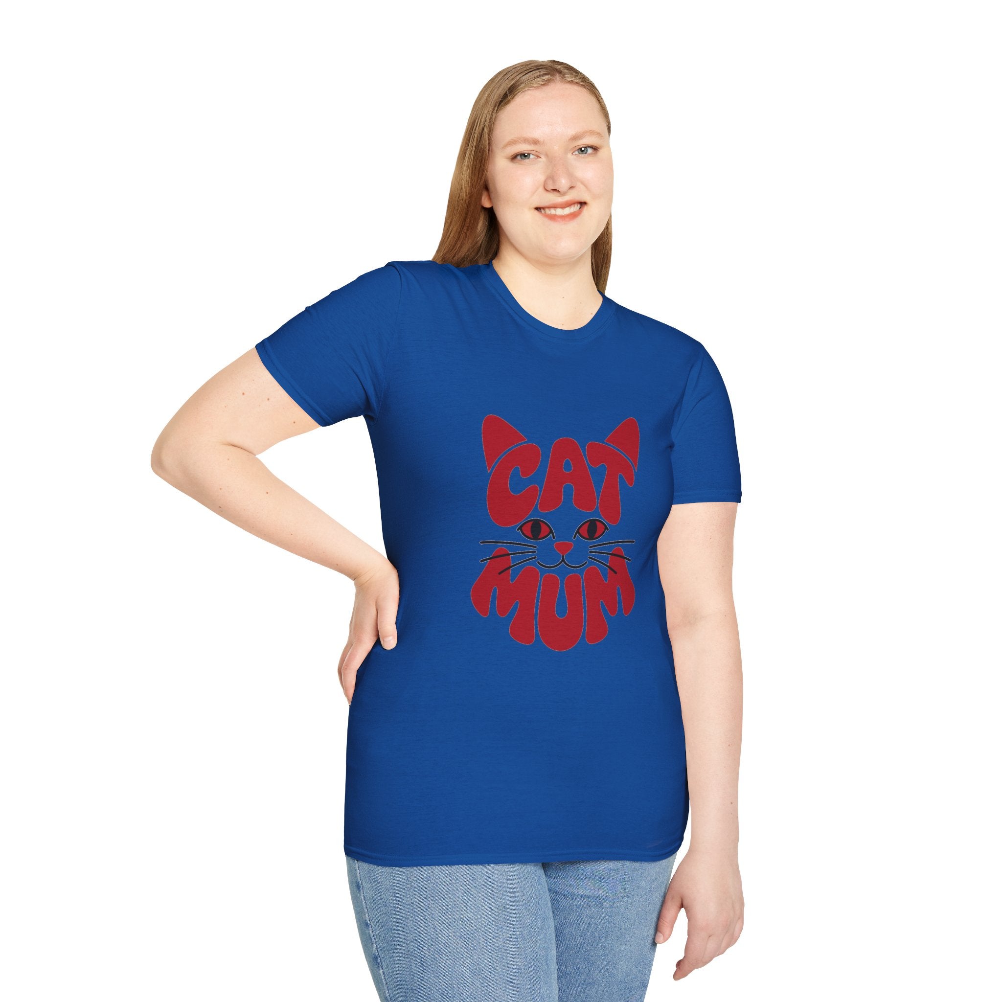 Cat Mum T-Shirt — Cute Purple Cat Face Tee for Cat Moms, Mother’s Day Gift