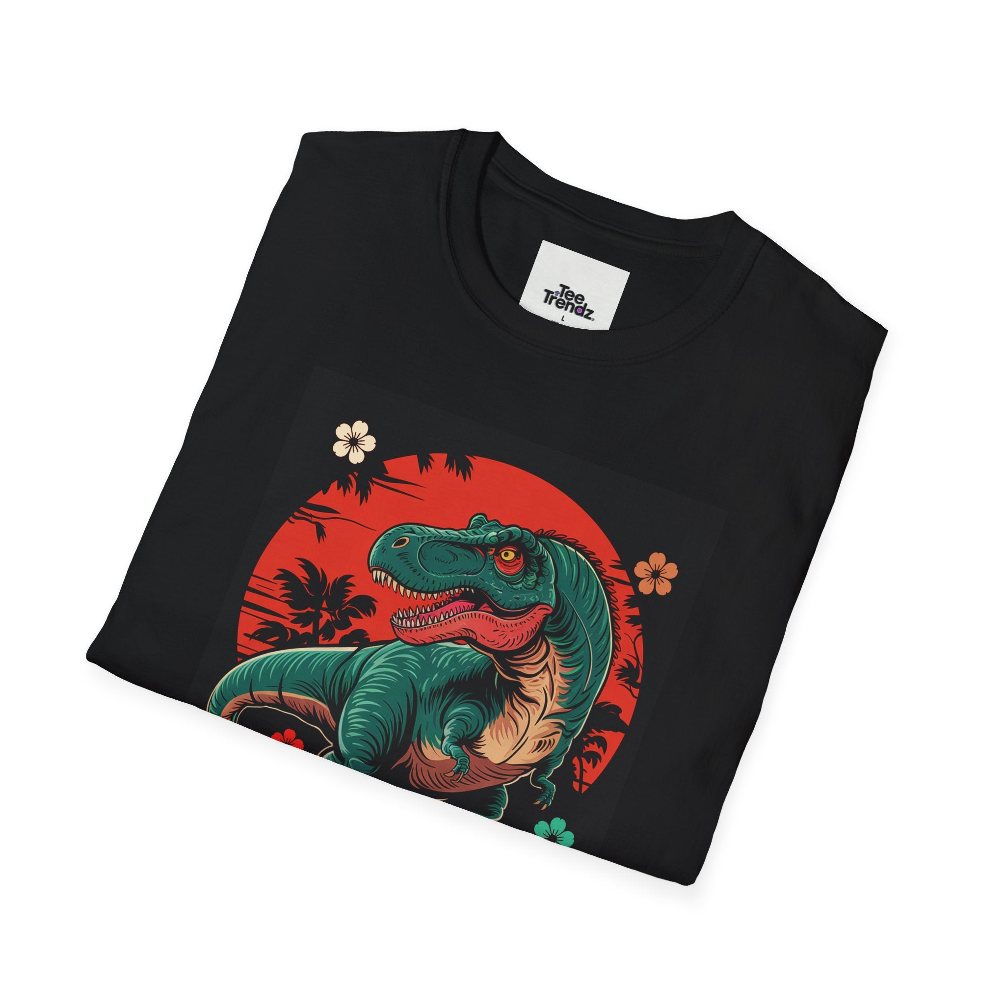 Dinosaur Retro Sunset T-Shirt — Japanese Kanji Dino Graphic