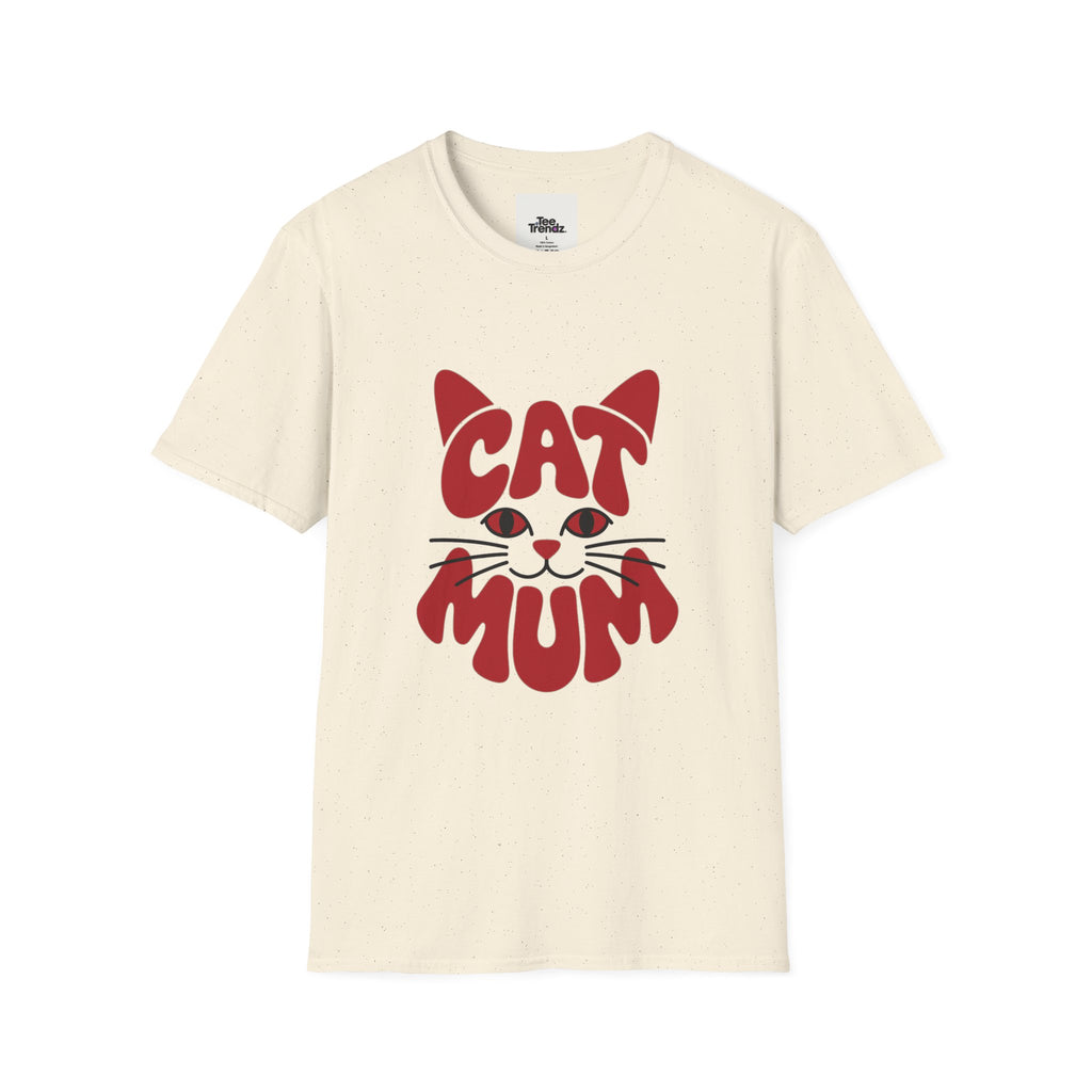 Cat Mum T-Shirt — Cute Purple Cat Face Tee for Cat Moms, Mother’s Day Gift