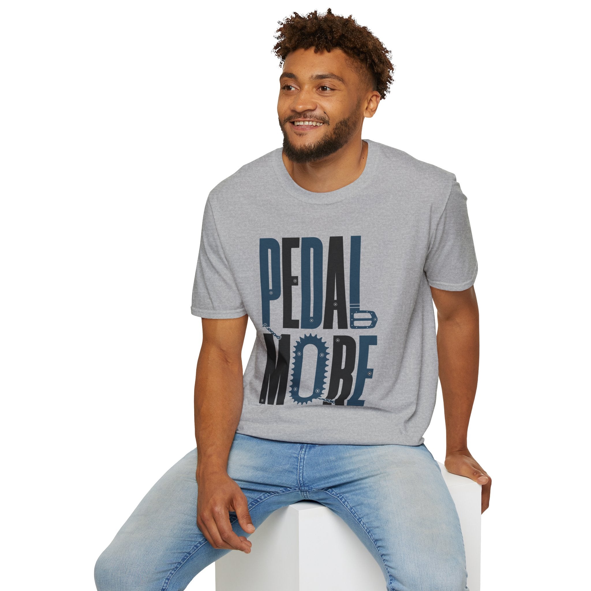 Pedal More T‑Shirt — Cycling Graphic Tee with Bike Pedal & Gear Design