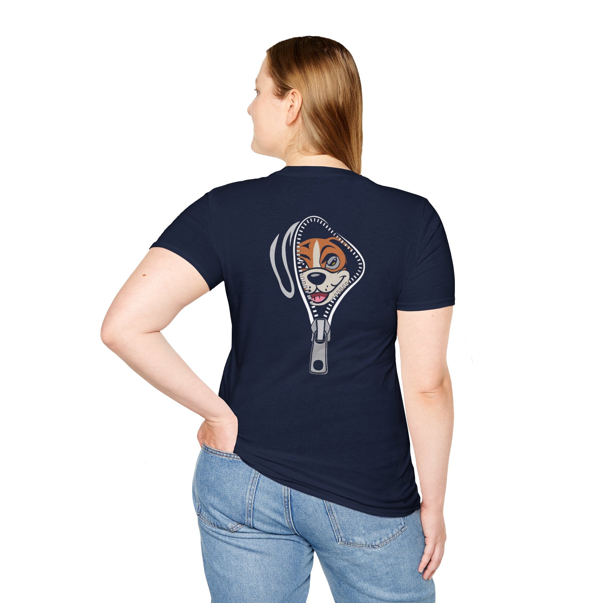 Zipper Reveal Dog Graphic T-Shirt