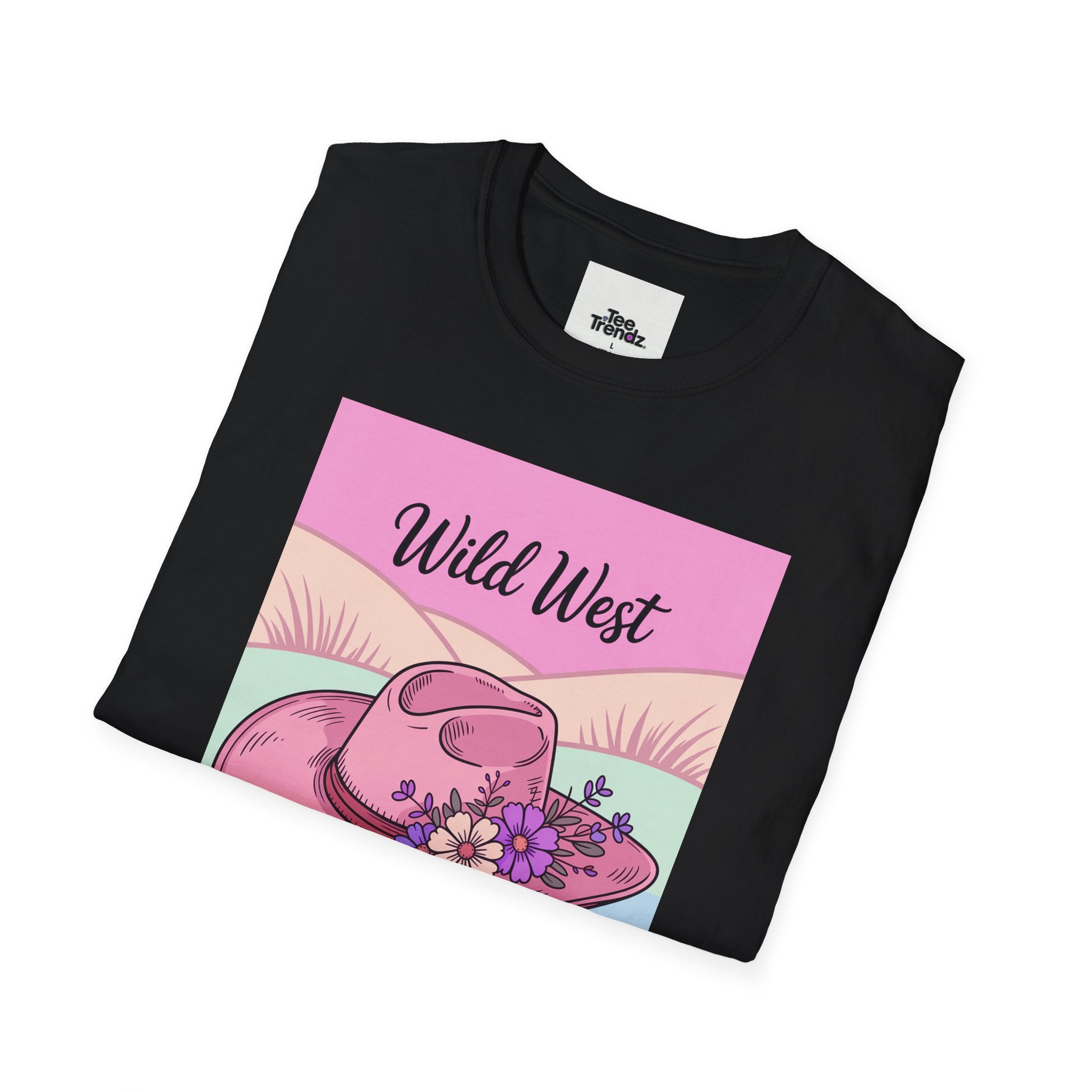 Wild West Pink Cowboy Hat T-Shirt — Floral Western Graphic Tee