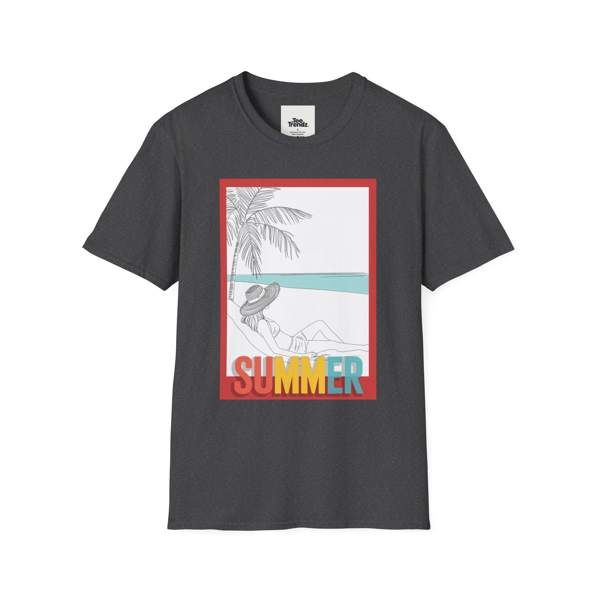 Summer Beach Graphic T-Shirt — 'SUMMER' Retro Palm & Relaxation Design