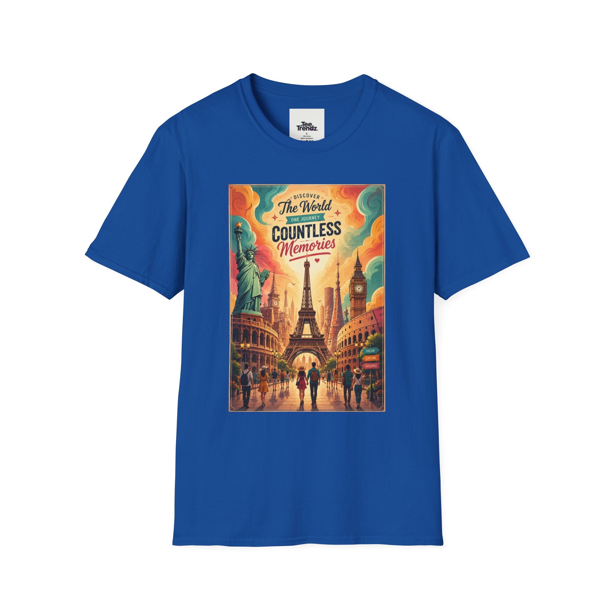 Travel Poster T-Shirt — 'The World, Countless Memories' Vintage Eiffel Tower Tee